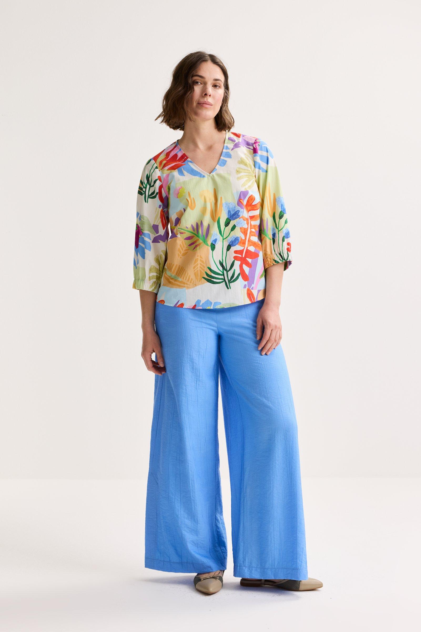 Chemises - Blouse ample multicolore à col en V