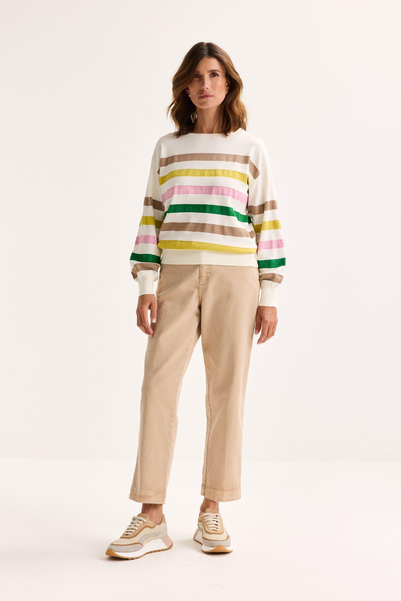 Pulls - Pull à col rond orné de rayures en lurex