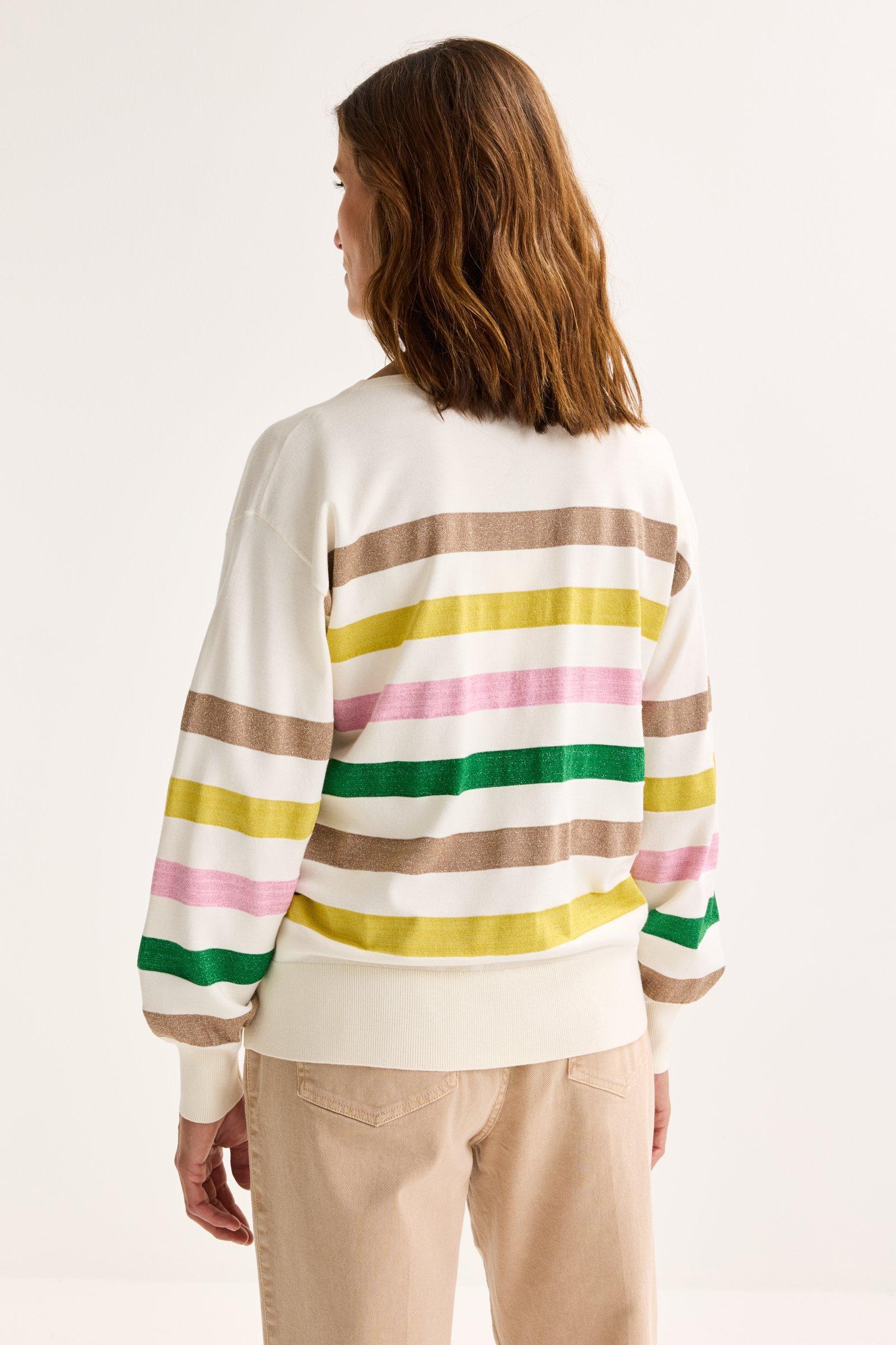Pulls - Pull à col rond orné de rayures en lurex