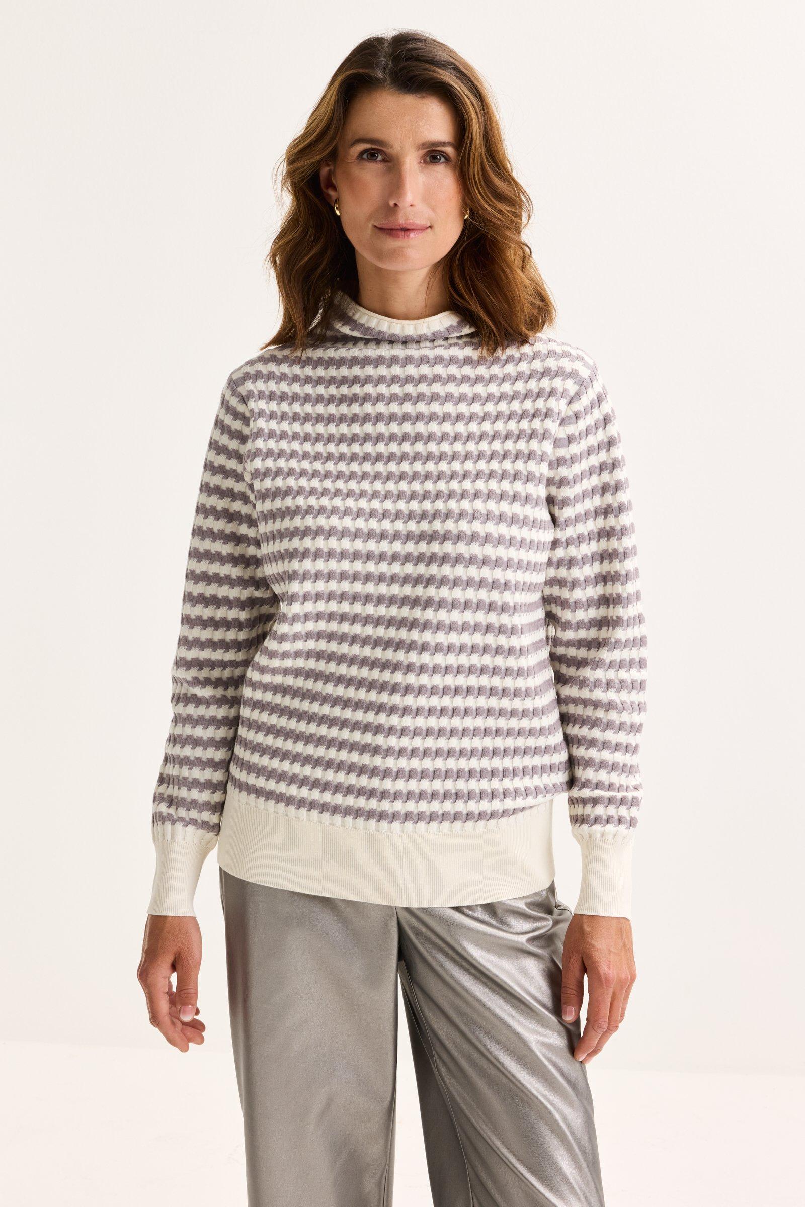 Pull à col mantant et motif zigzag - null - may