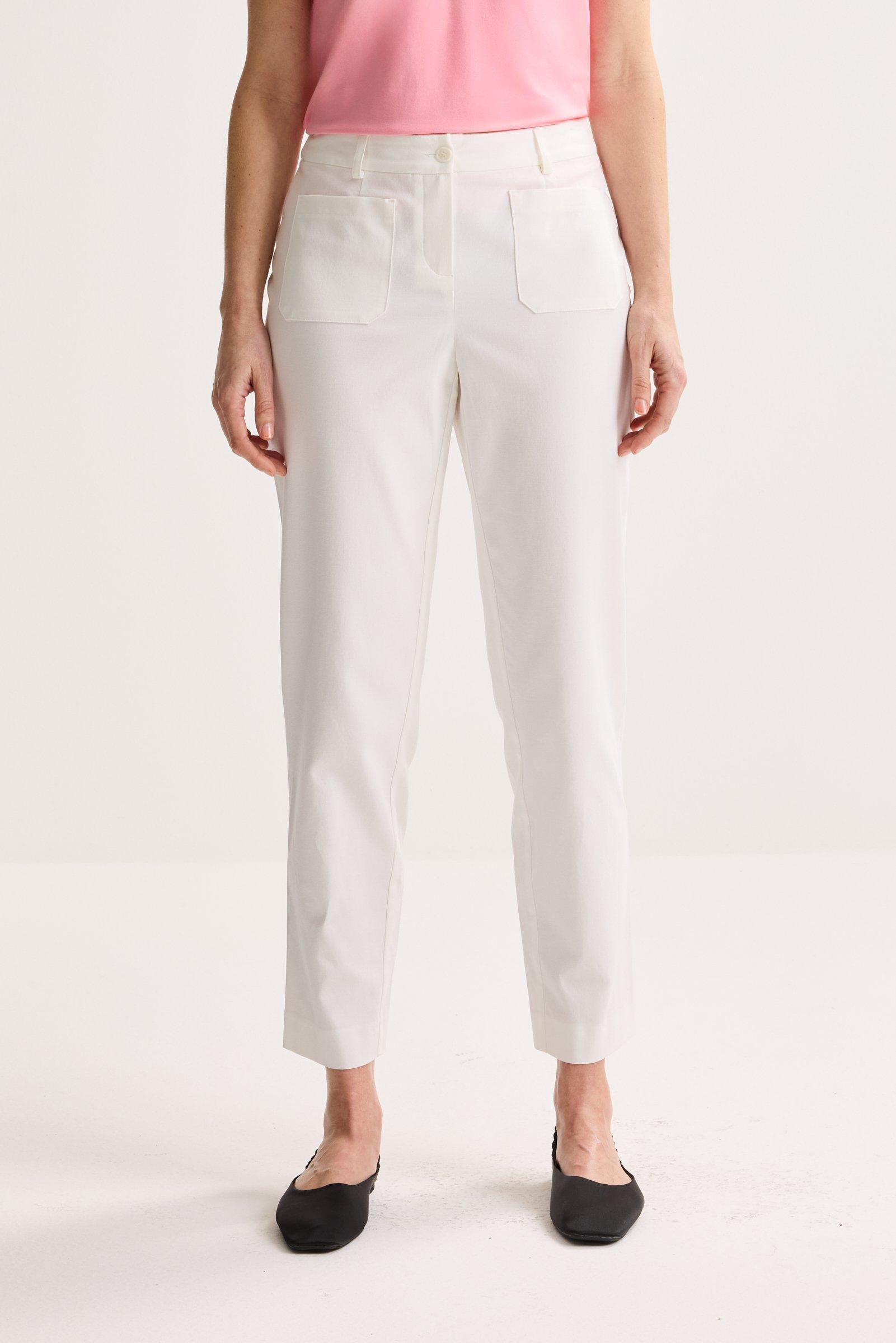 Broeken -  Broek met rugelastiek in wit stretchdenim