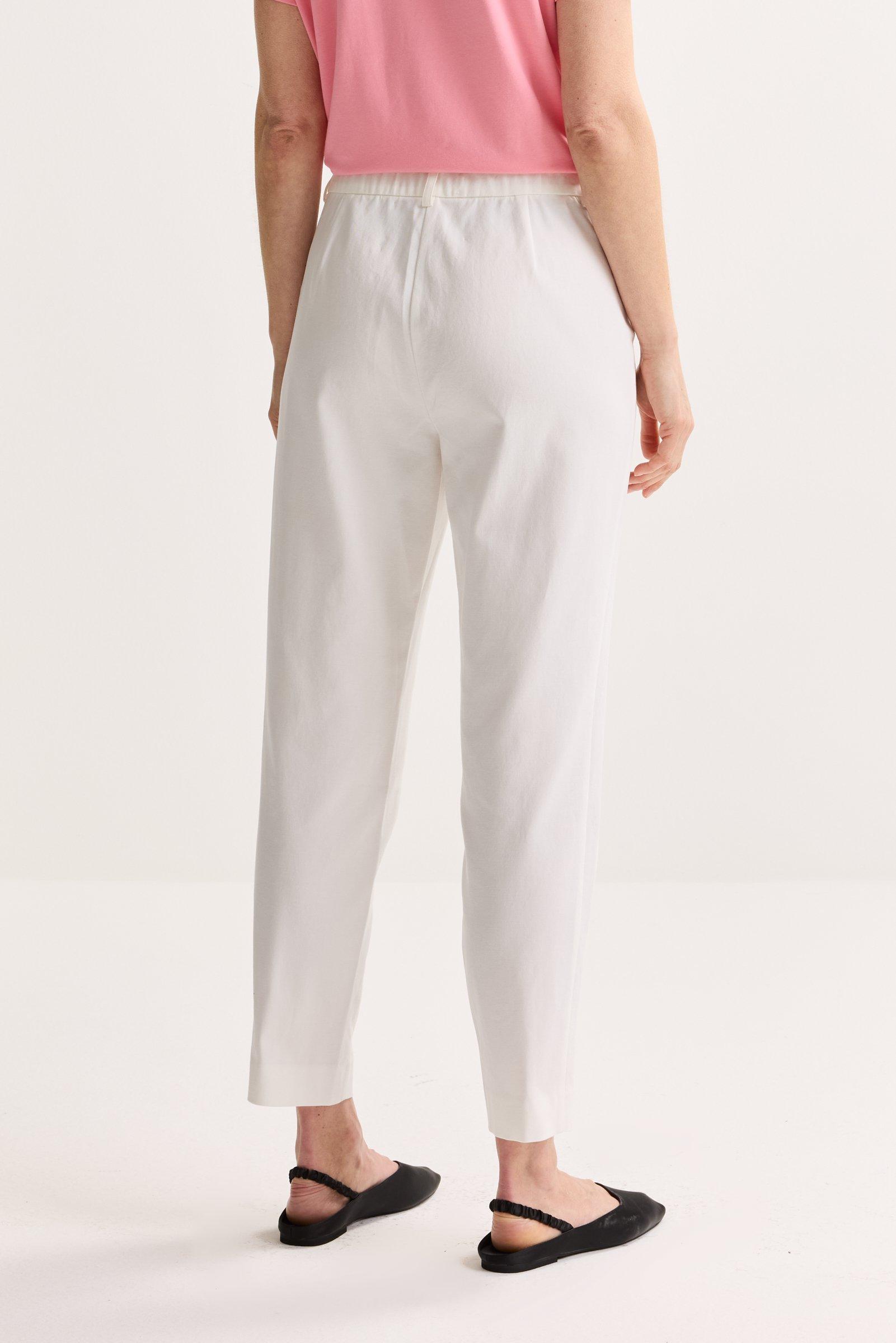 Broeken -  Broek met rugelastiek in wit stretchdenim