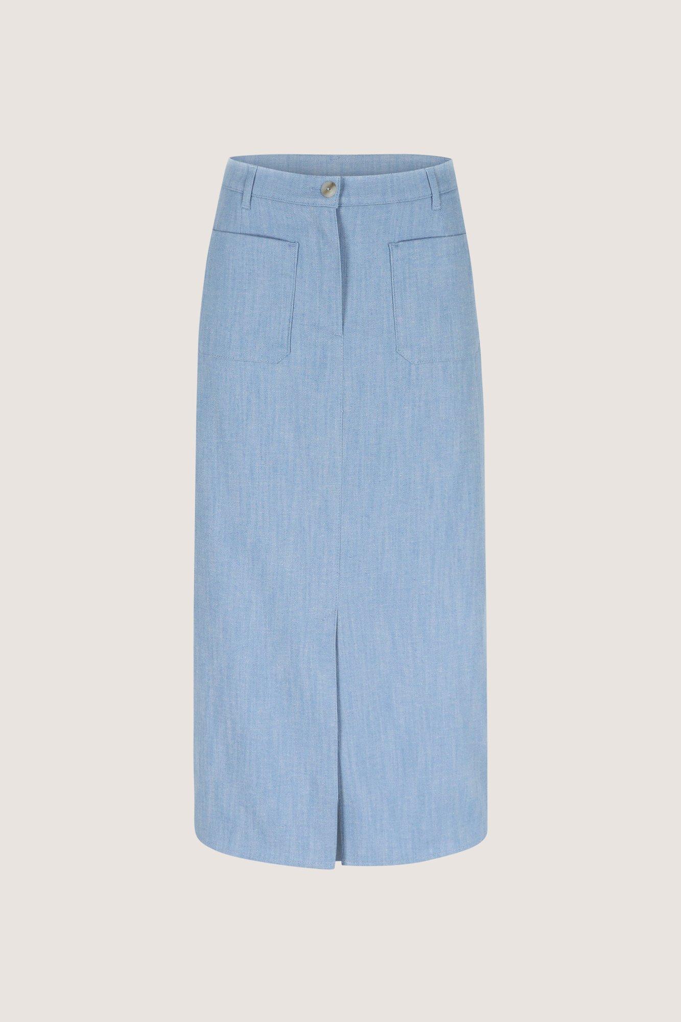 Rokken - Perfect fit kokerrok in stretchdenim