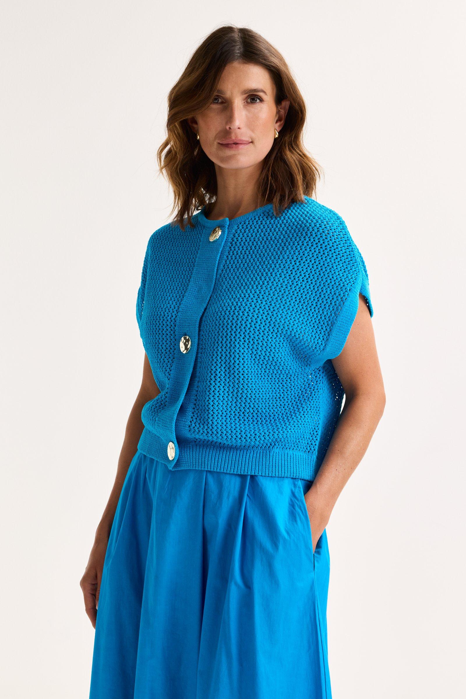 Mouwloze ajourcardigan - null - may
