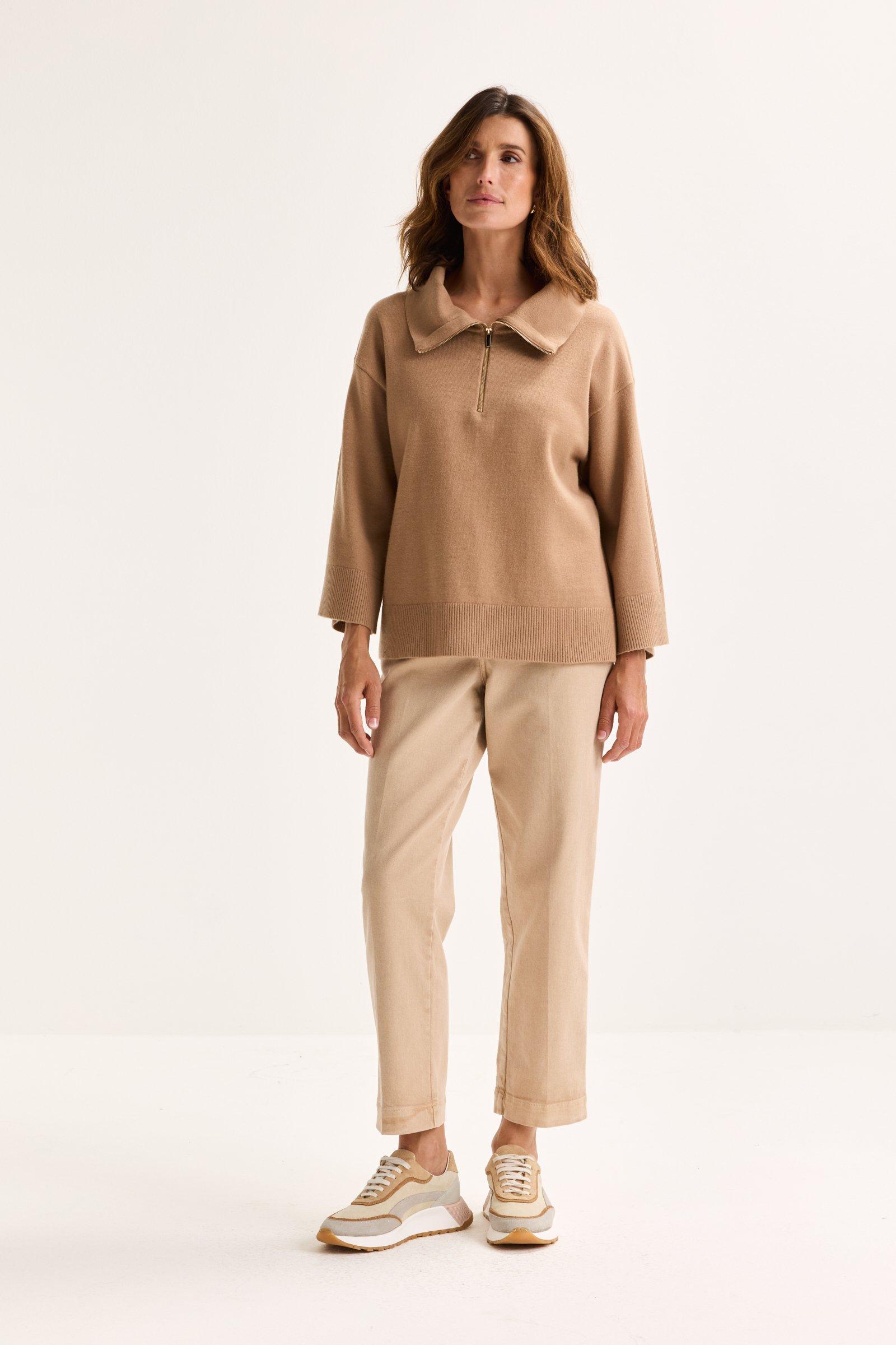 Truien - Trui met hoge kraag en halve rits