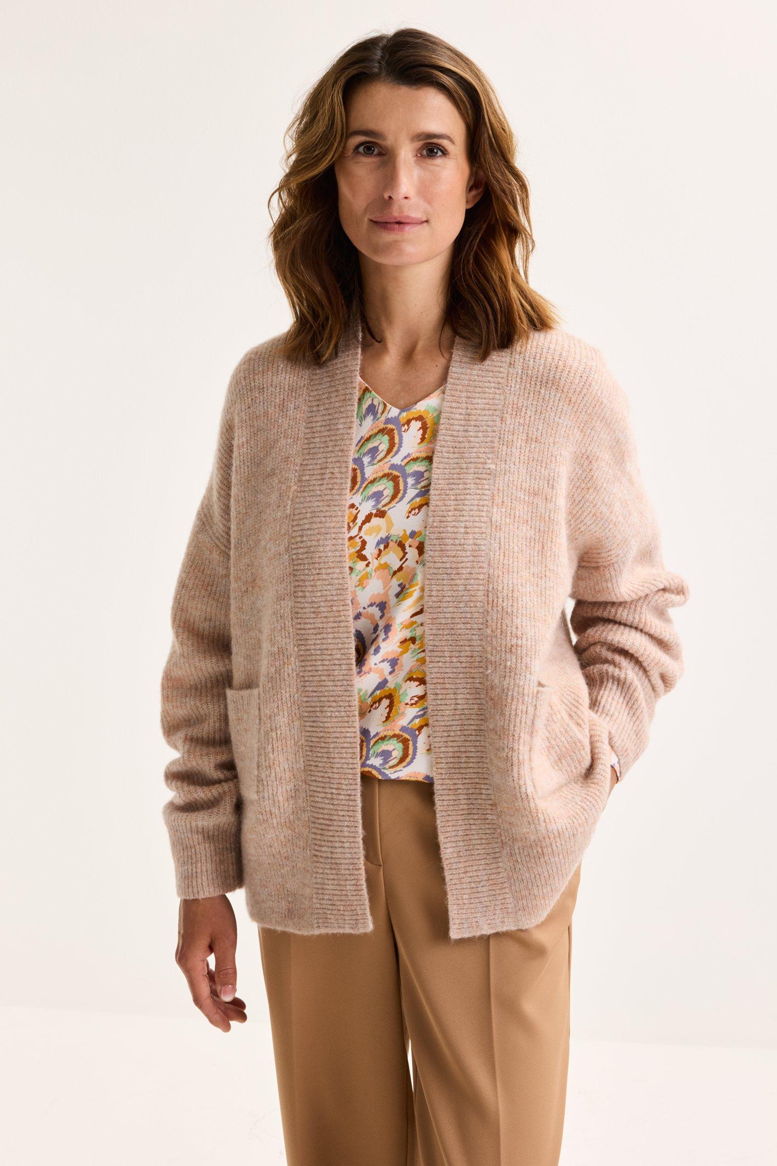 Geribde cardigan met mohair