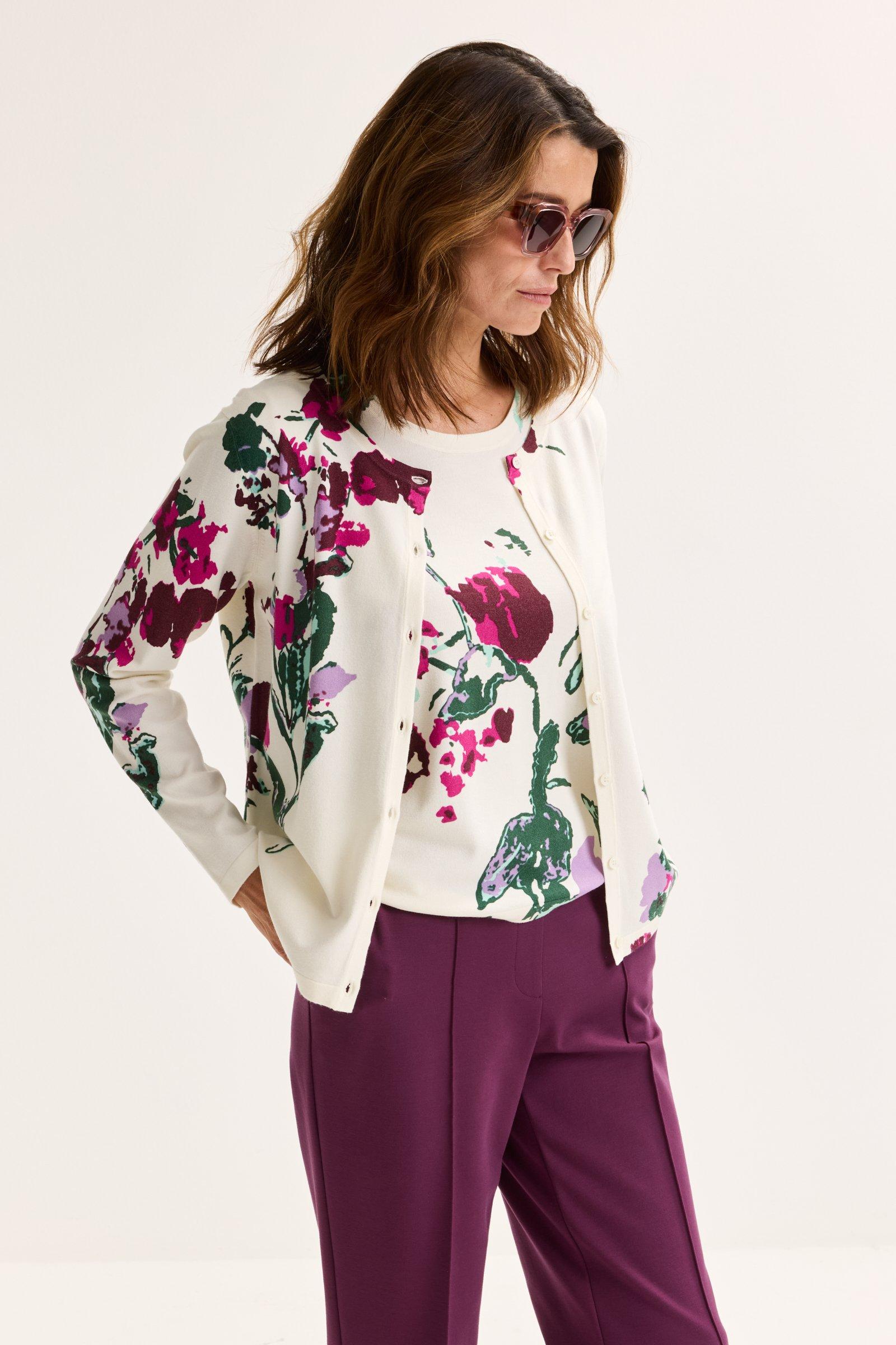 Fijne  cardigan met bloemenprint