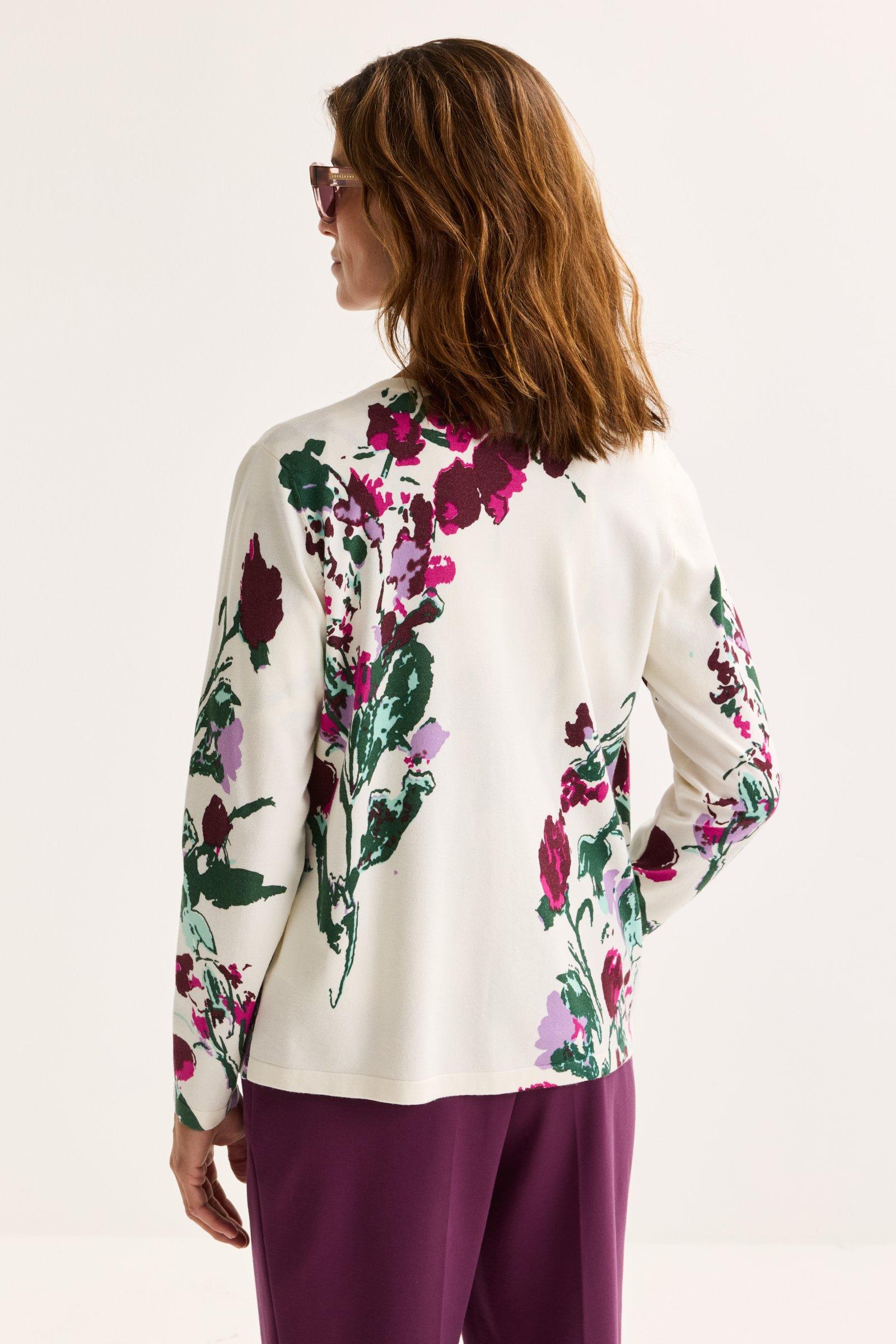 Cardigan - Fijne  cardigan met bloemenprint