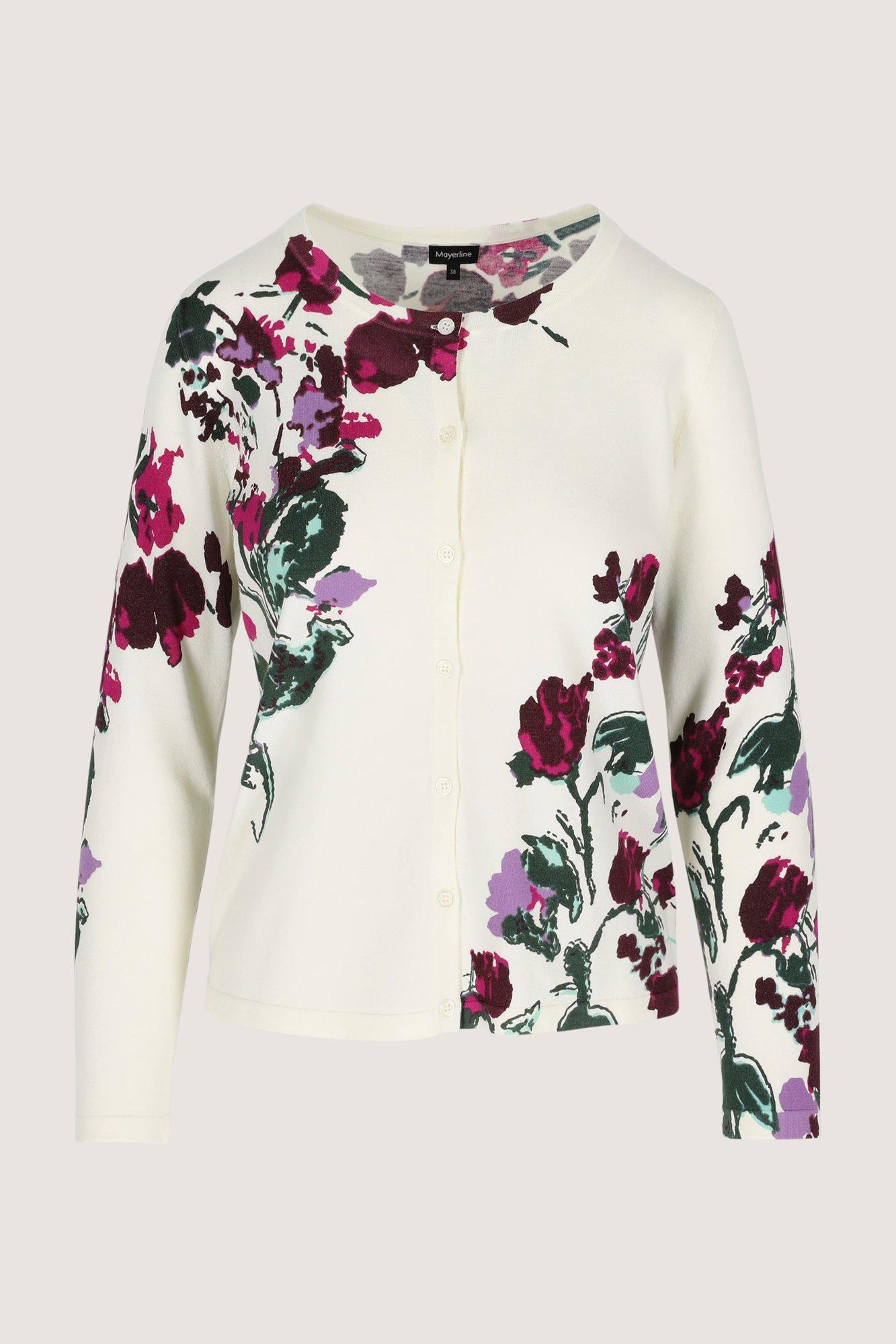 Cardigan - Fijne  cardigan met bloemenprint
