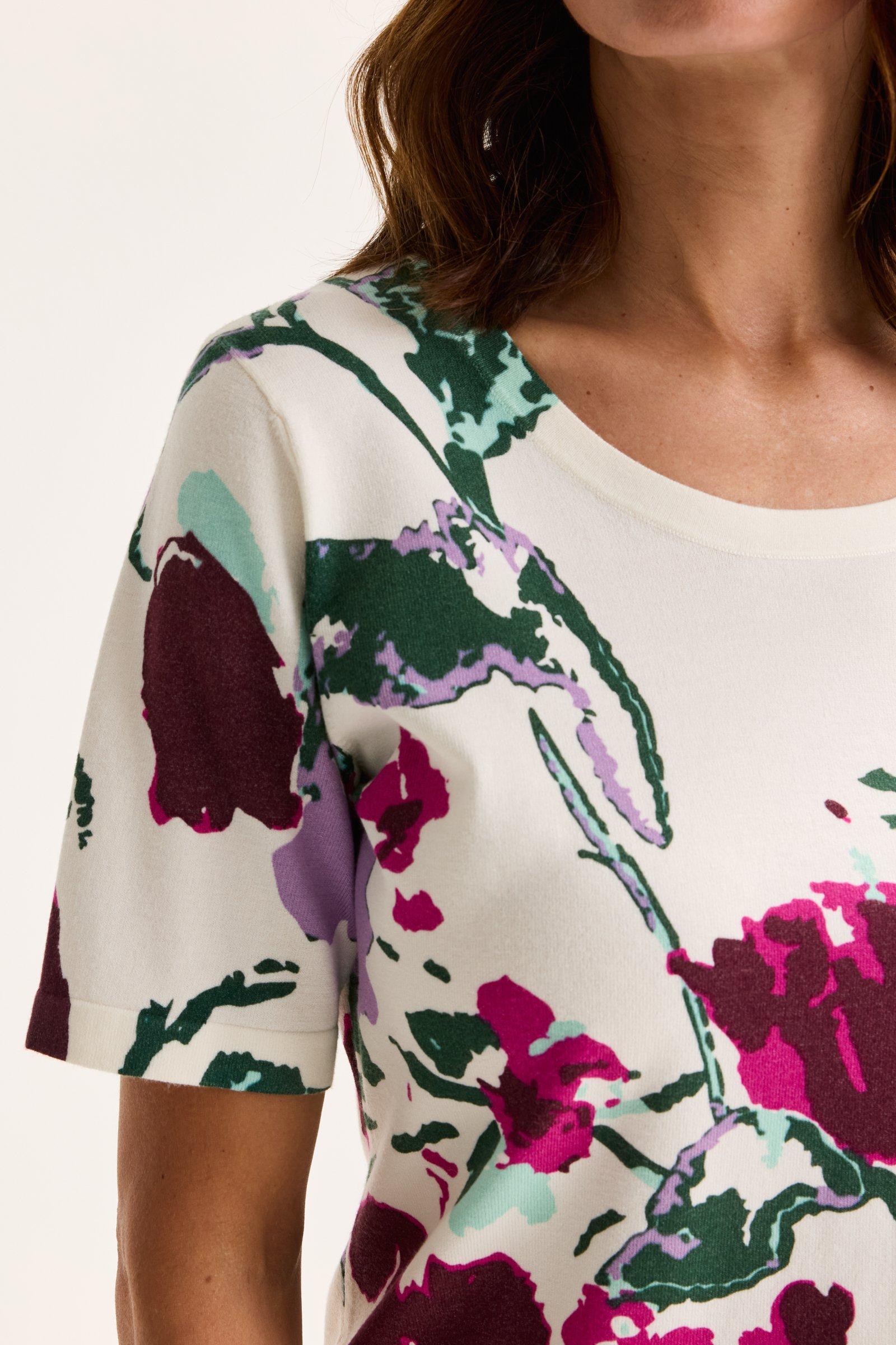 Truien - Trui met korte mouwen en bloemenprint