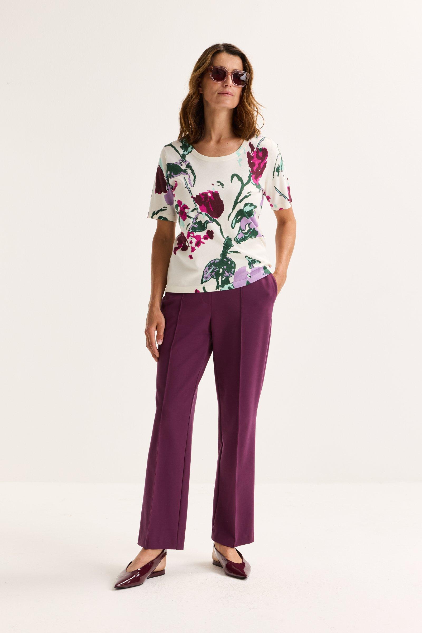 Truien - Trui met korte mouwen en bloemenprint