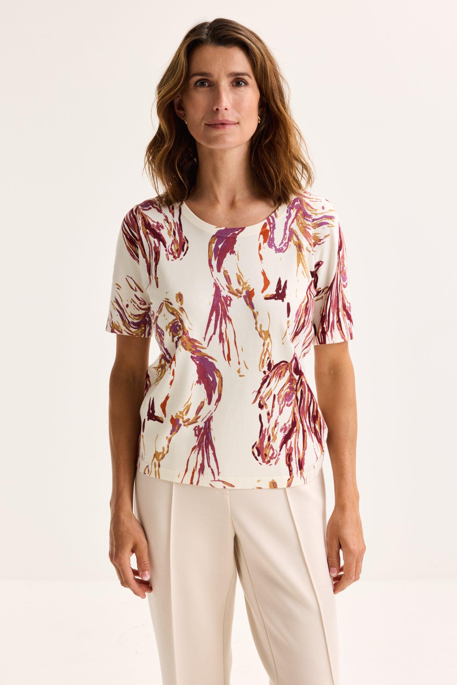 Mayerline Trui Met Paardenprint En Korte Mouw