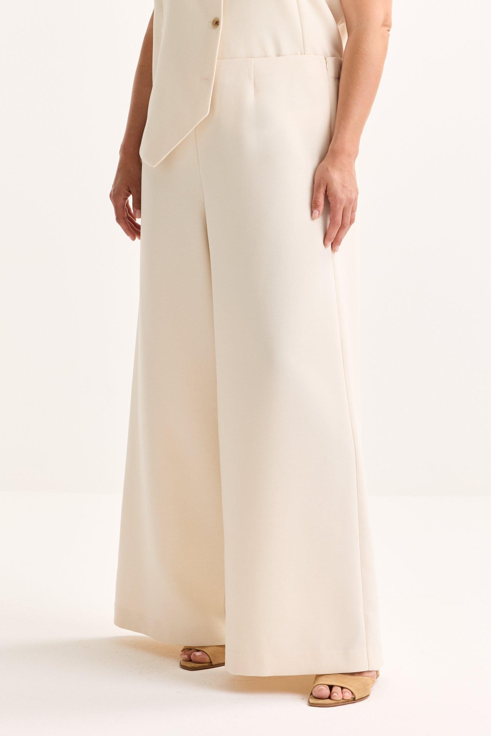 Broeken - Palazzobroek in elastisch twill