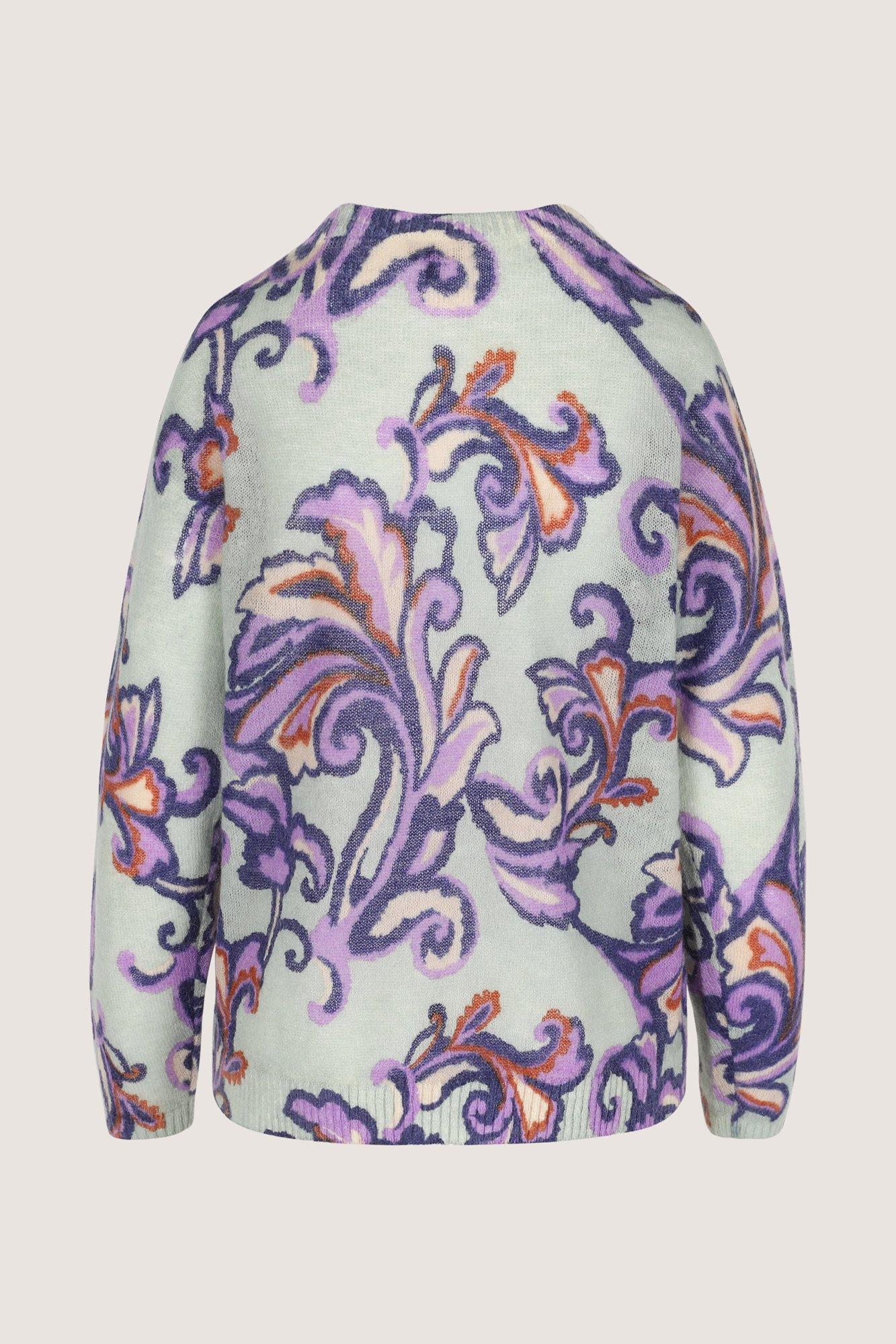 Truien - Mohairtrui met barokke print en ronde hals