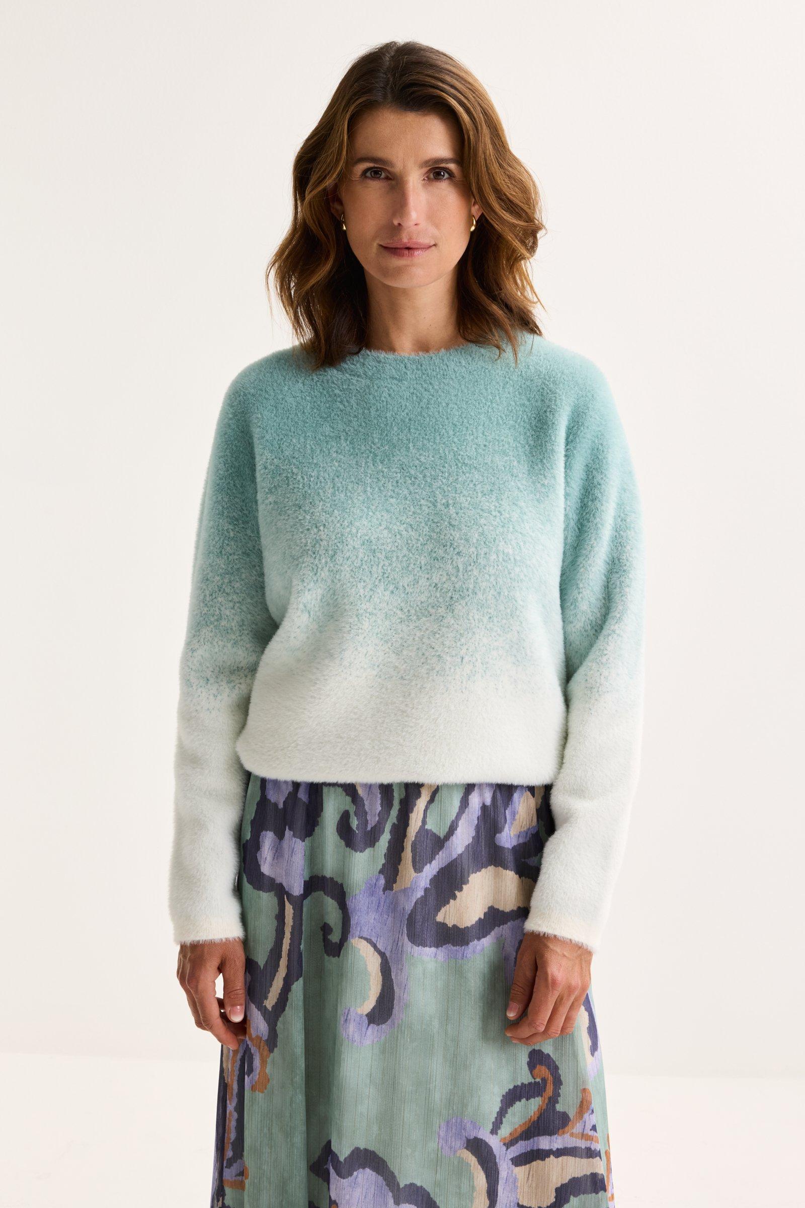 Dip-dye trui met ronde hals