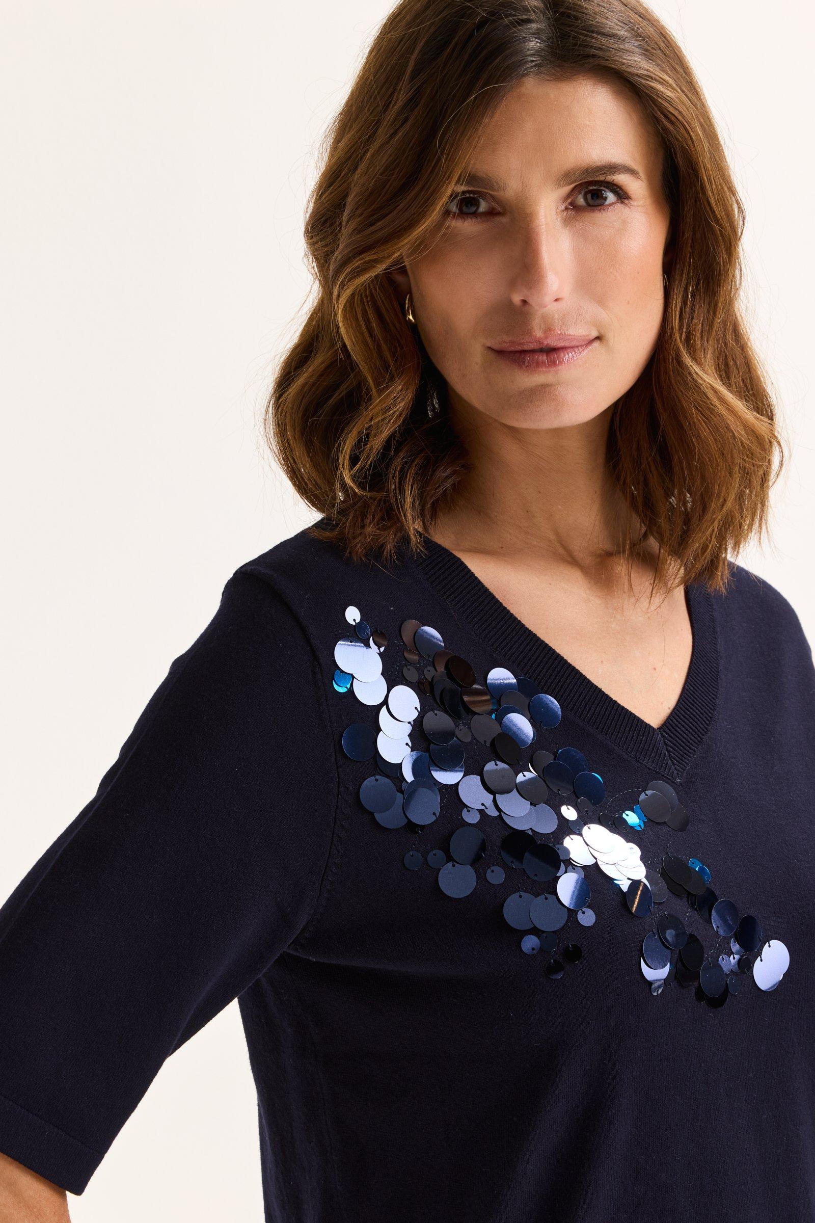 Pulls - Pull à col V avec paillettes