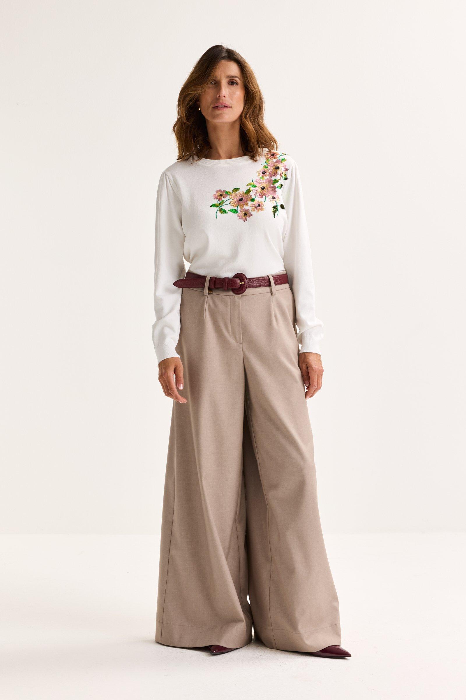 Truien - Fijne trui met paillettenborduurwerk