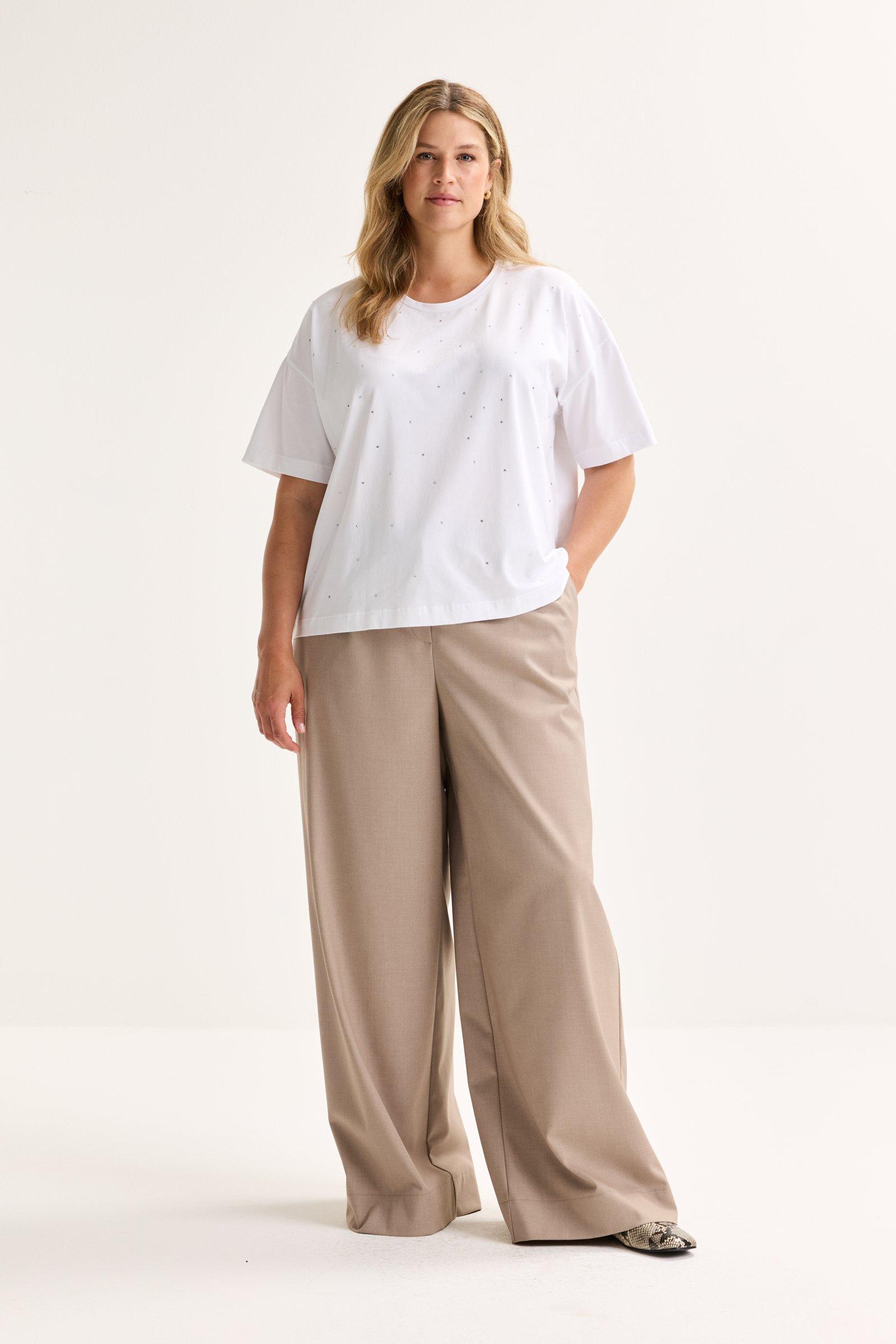 Palazzobroek in elastisch twill