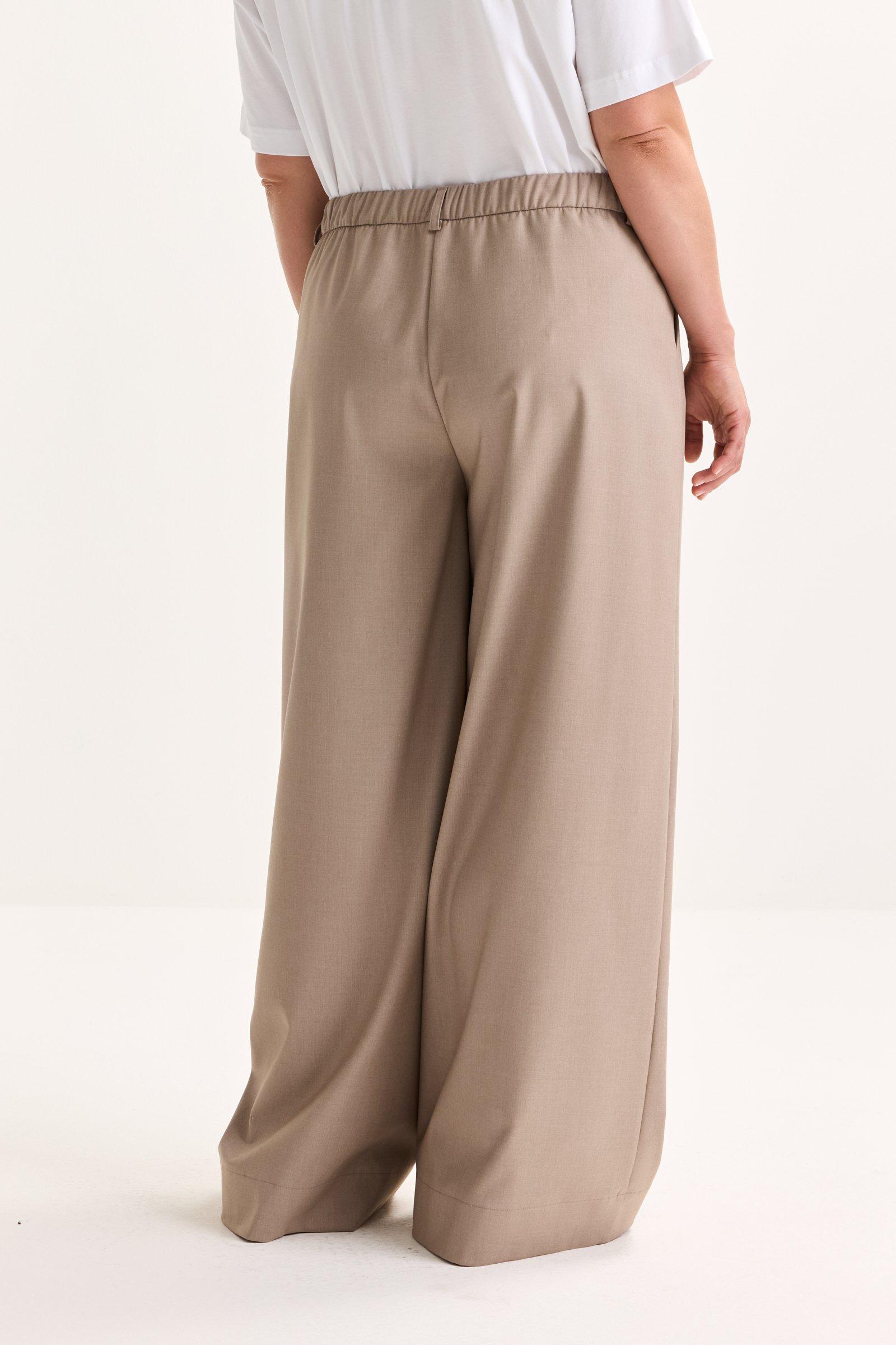 Pantalons - Pantalon palazzo en twill extensible