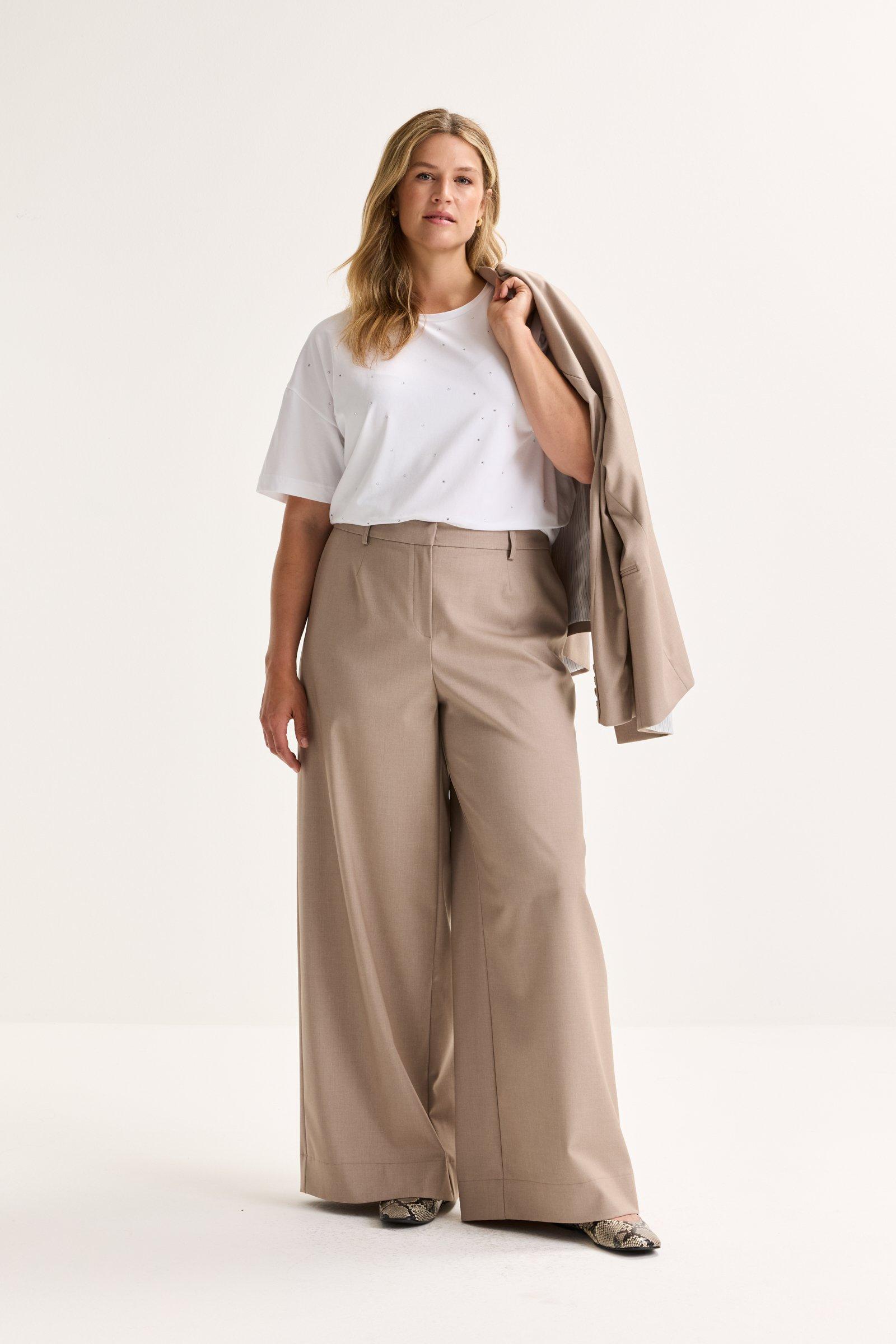 Pantalons - Pantalon palazzo en twill extensible