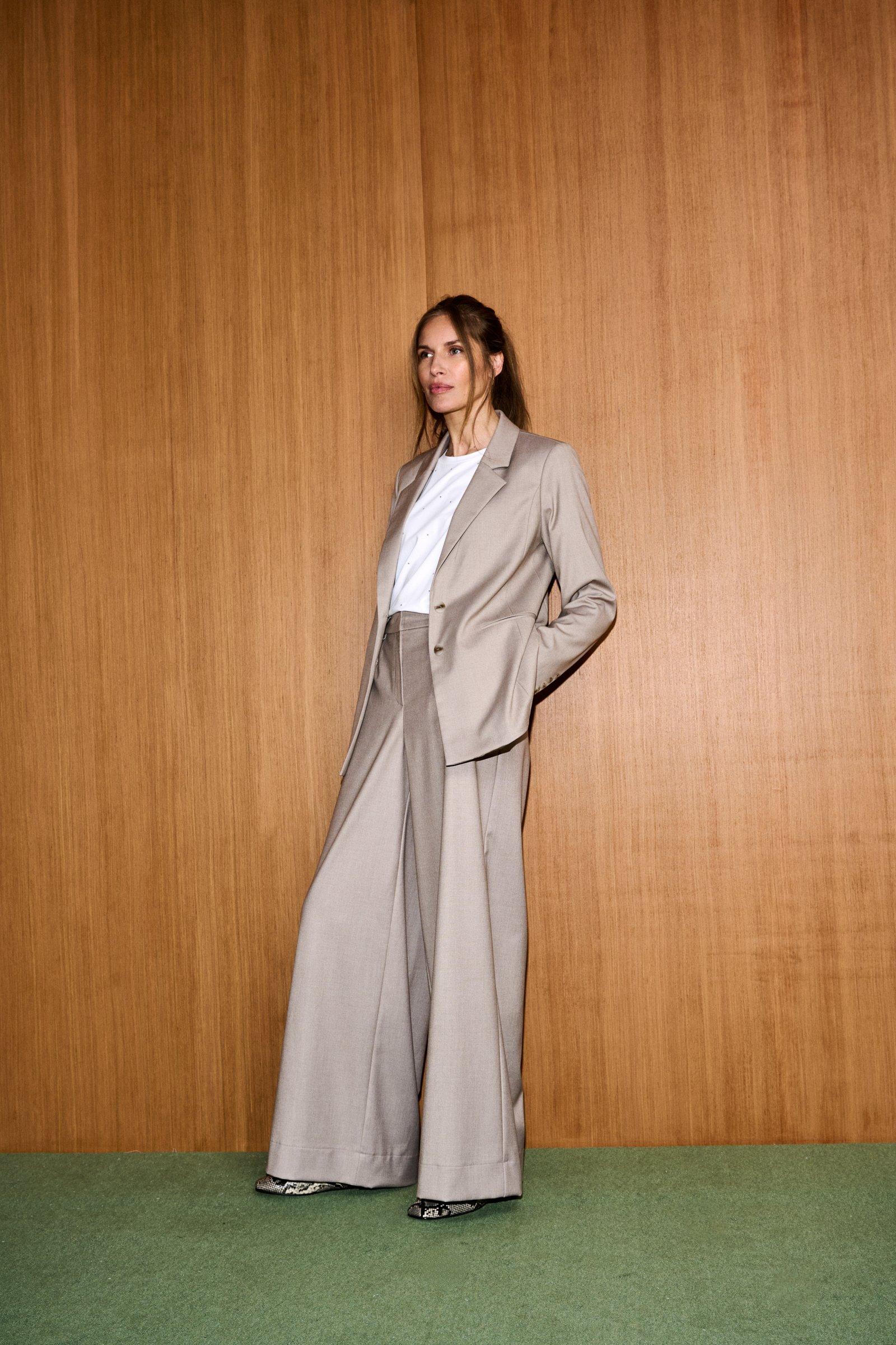 Pantalons - Pantalon palazzo en twill extensible
