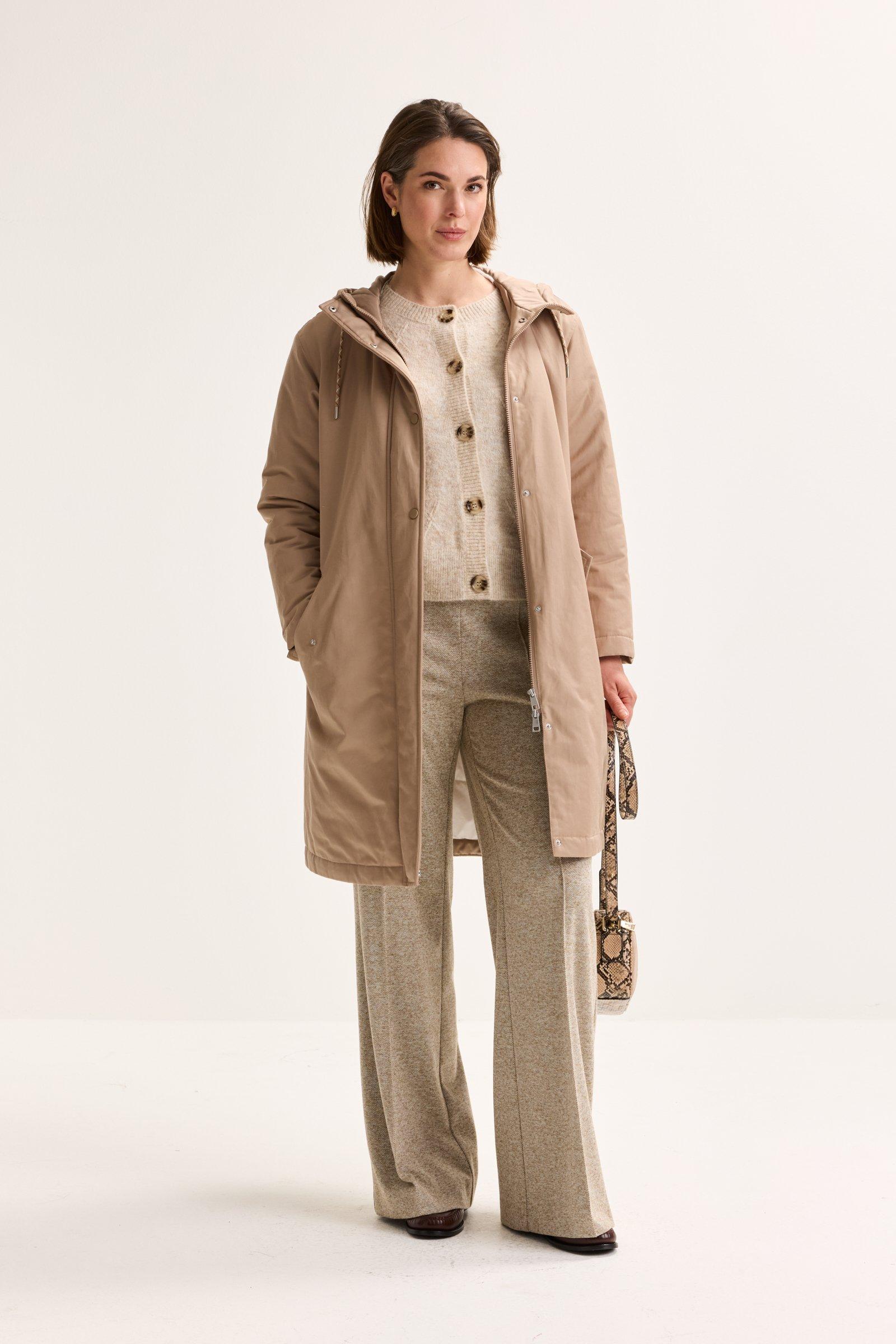 Parka longueur genou &agrave; capuche et doublure fausse fourrure