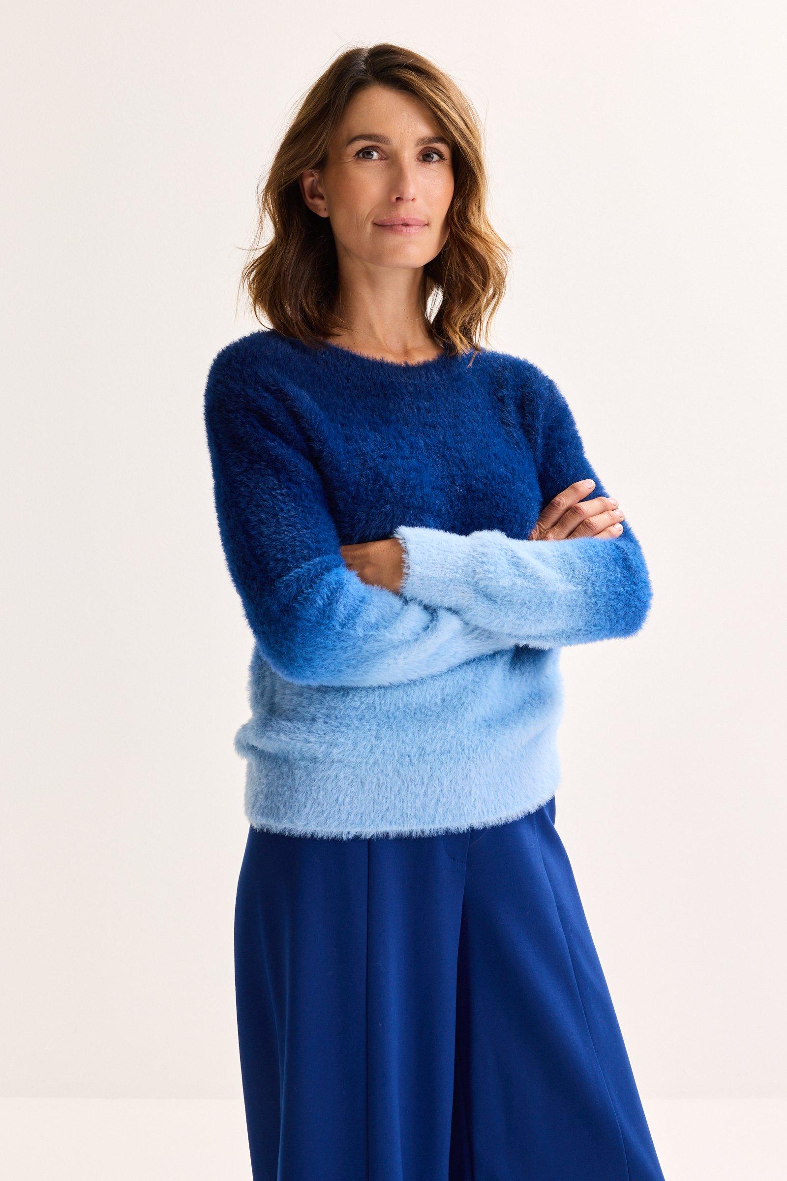Améline Pluizige Dip-dye Trui Met Ronde Hals