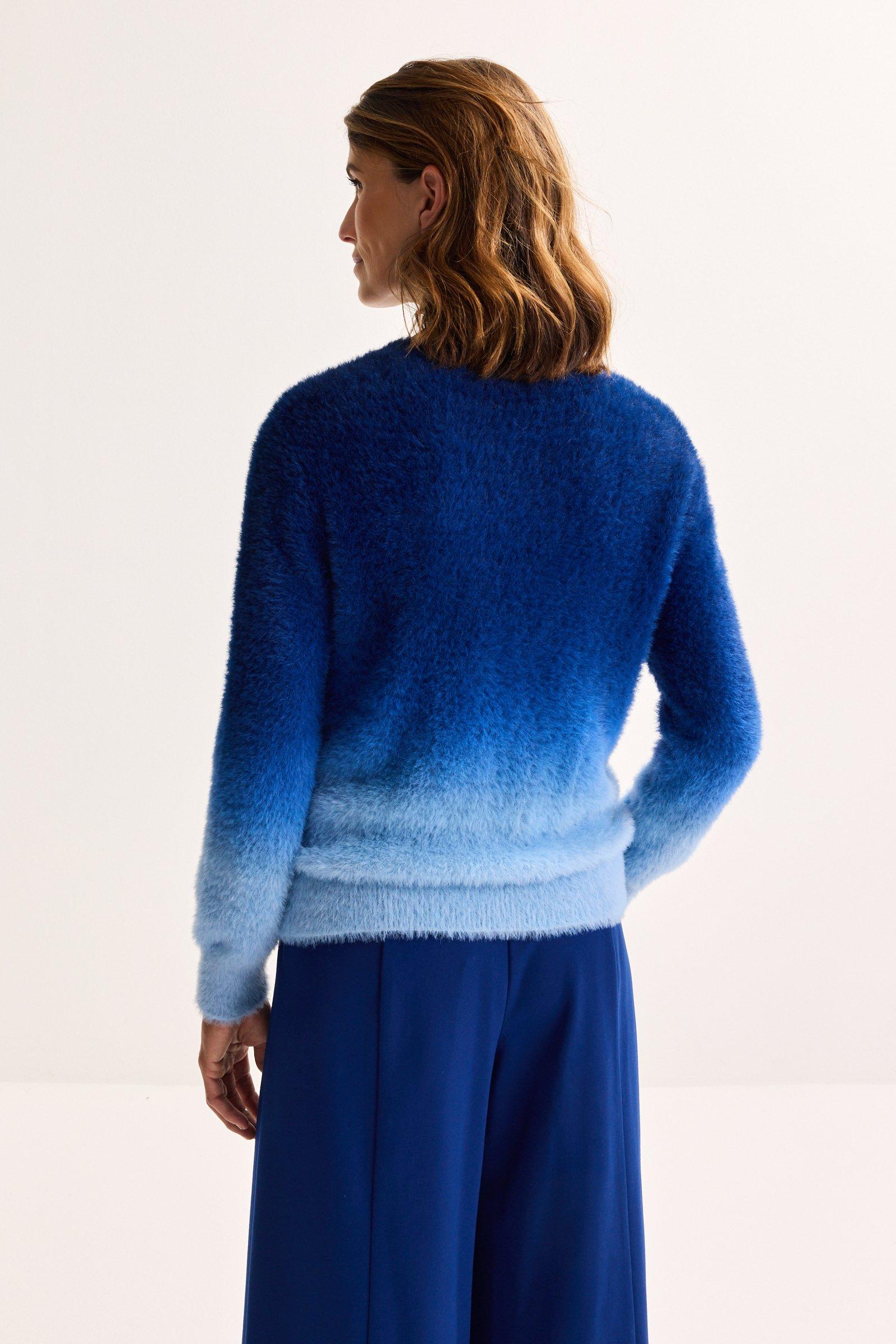 Truien - Pluizige dip-dye trui met ronde hals
