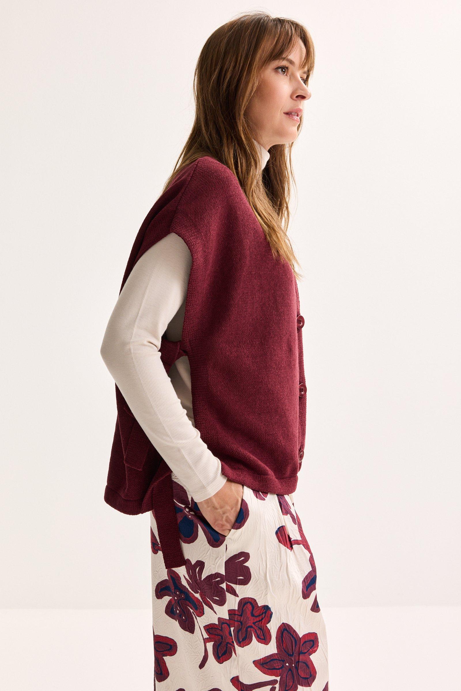 Cardigan - Gebreide cape in fijn chenille