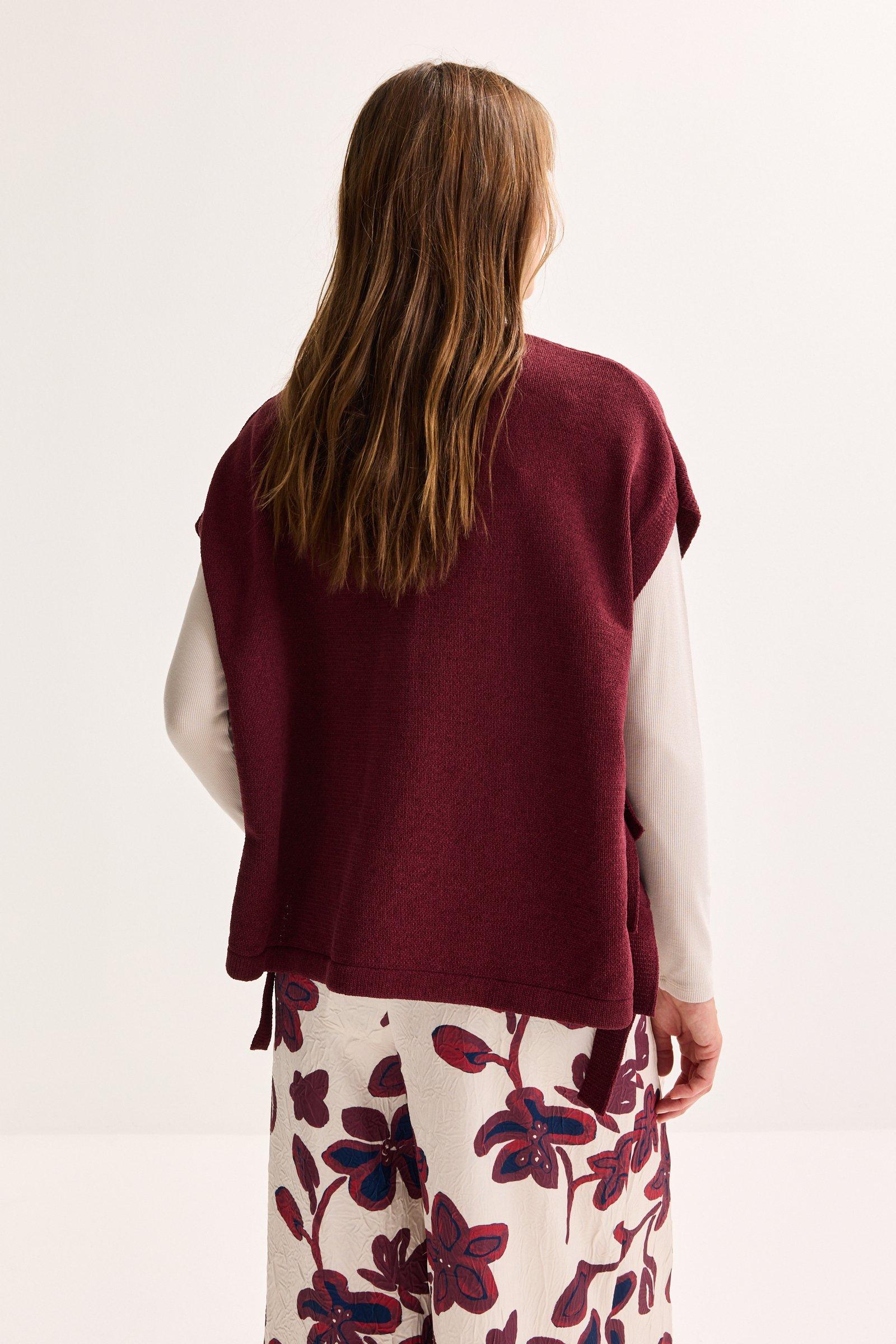Cardigan - Gebreide cape in fijn chenille