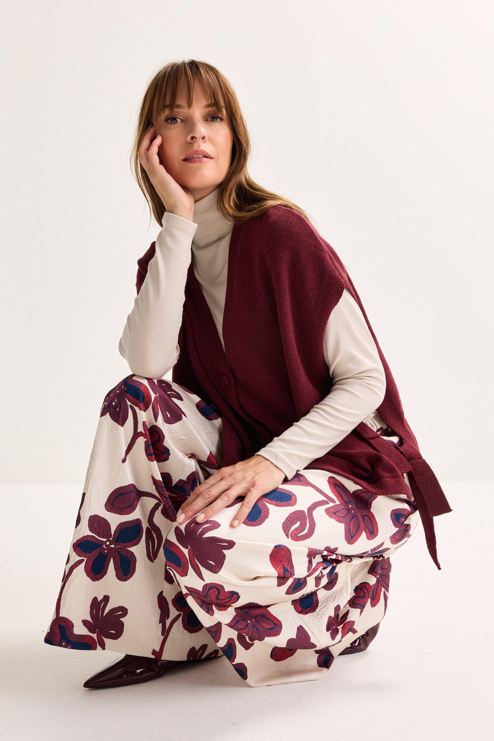 Cardigan - Gebreide cape in fijn chenille