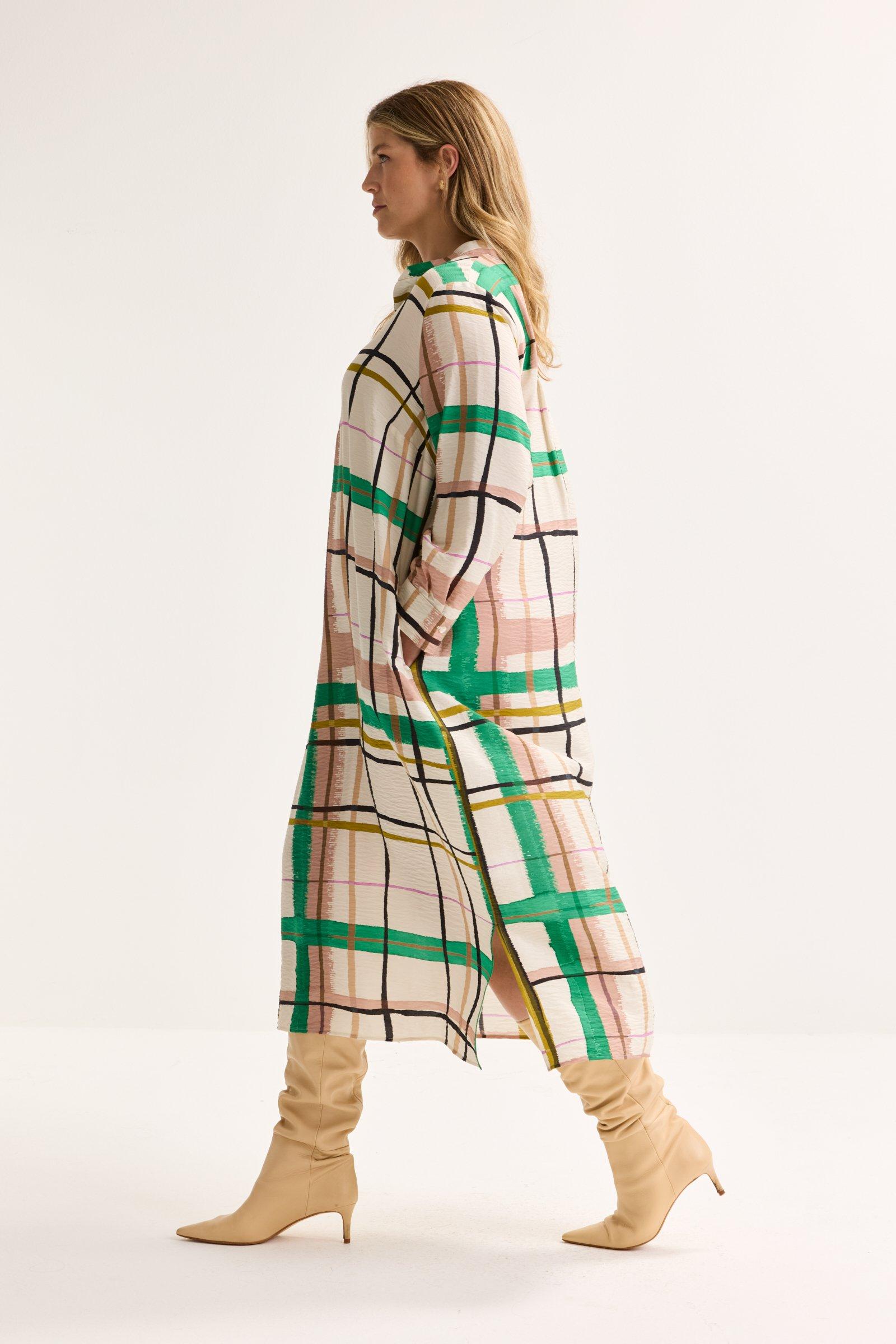 Kleedjes - Loose fit midi-jurk met ruitenprint