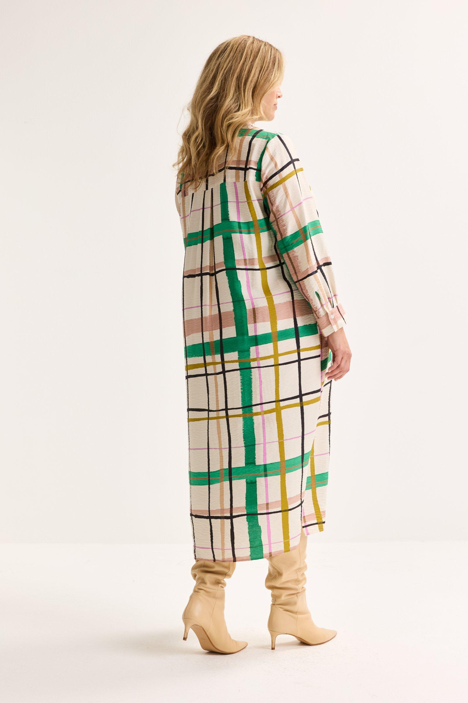 Kleedjes - Loose fit midi-jurk met ruitenprint