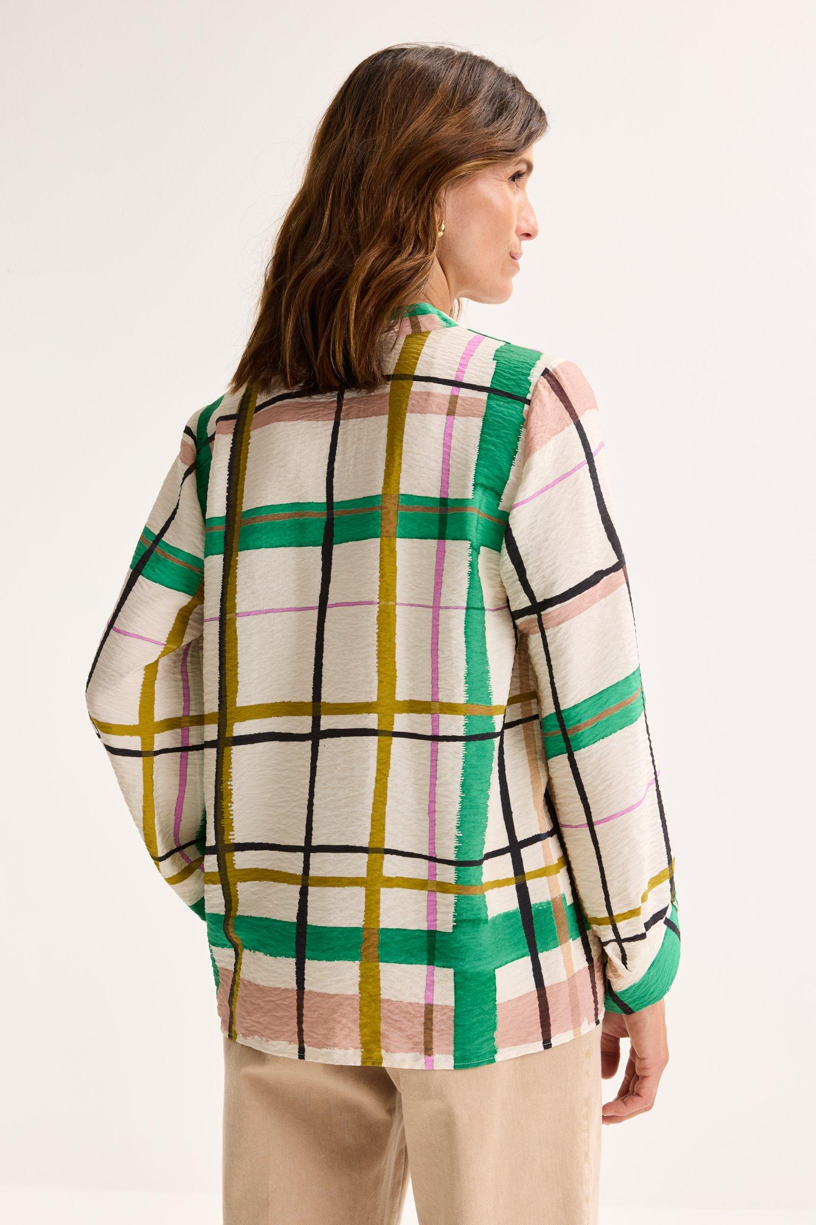 Hemden - Loose fit V-halsblouse met ruitenprint