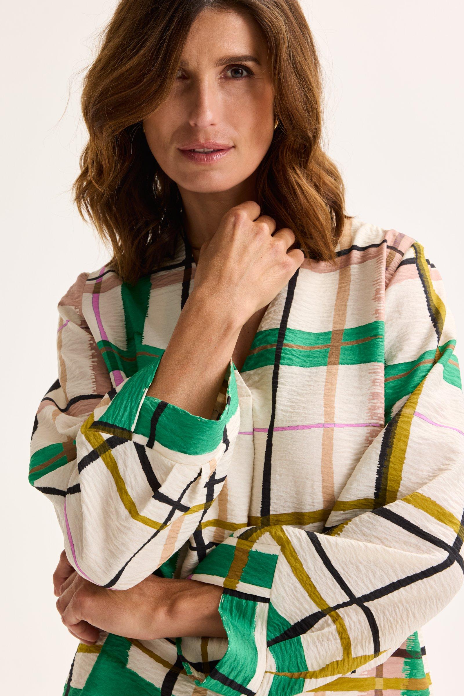 Hemden - Loose fit V-halsblouse met ruitenprint