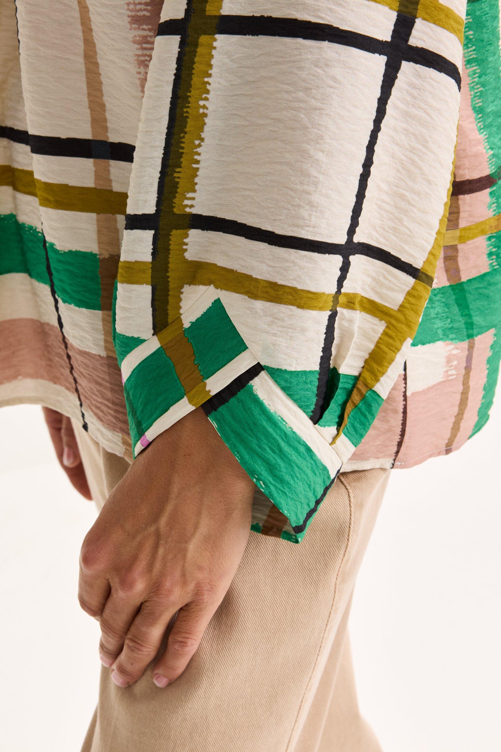 Hemden - Loose fit V-halsblouse met ruitenprint