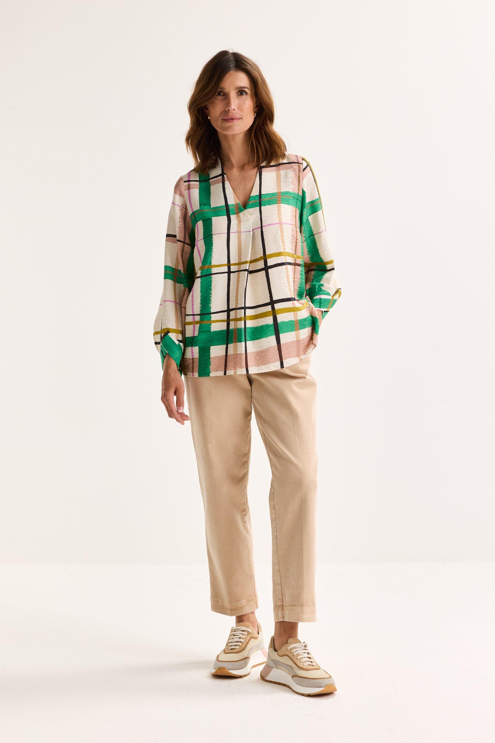 Hemden - Loose fit V-halsblouse met ruitenprint