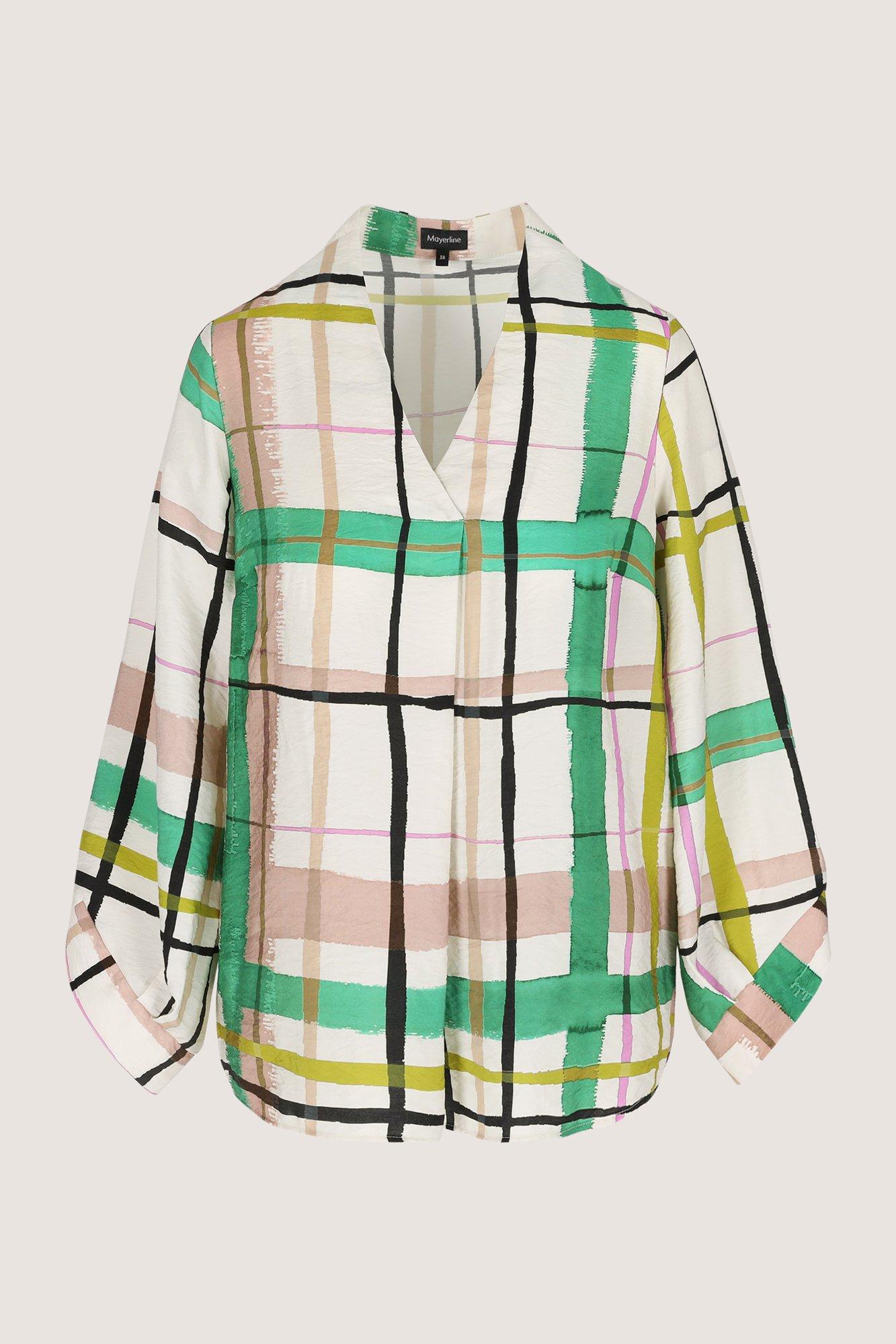 Hemden - Loose fit V-halsblouse met ruitenprint