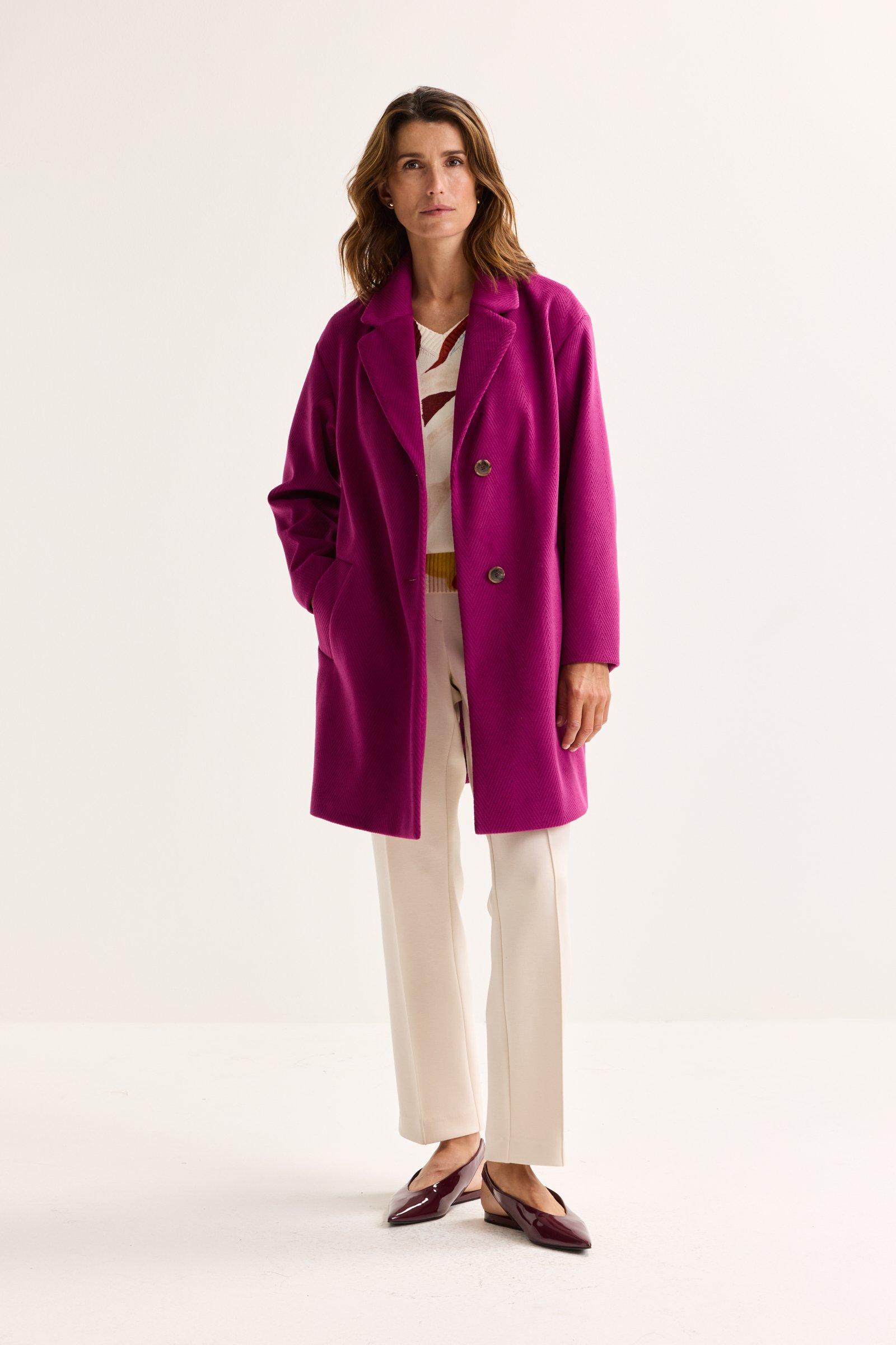 Rechte jas in wool look twill - may