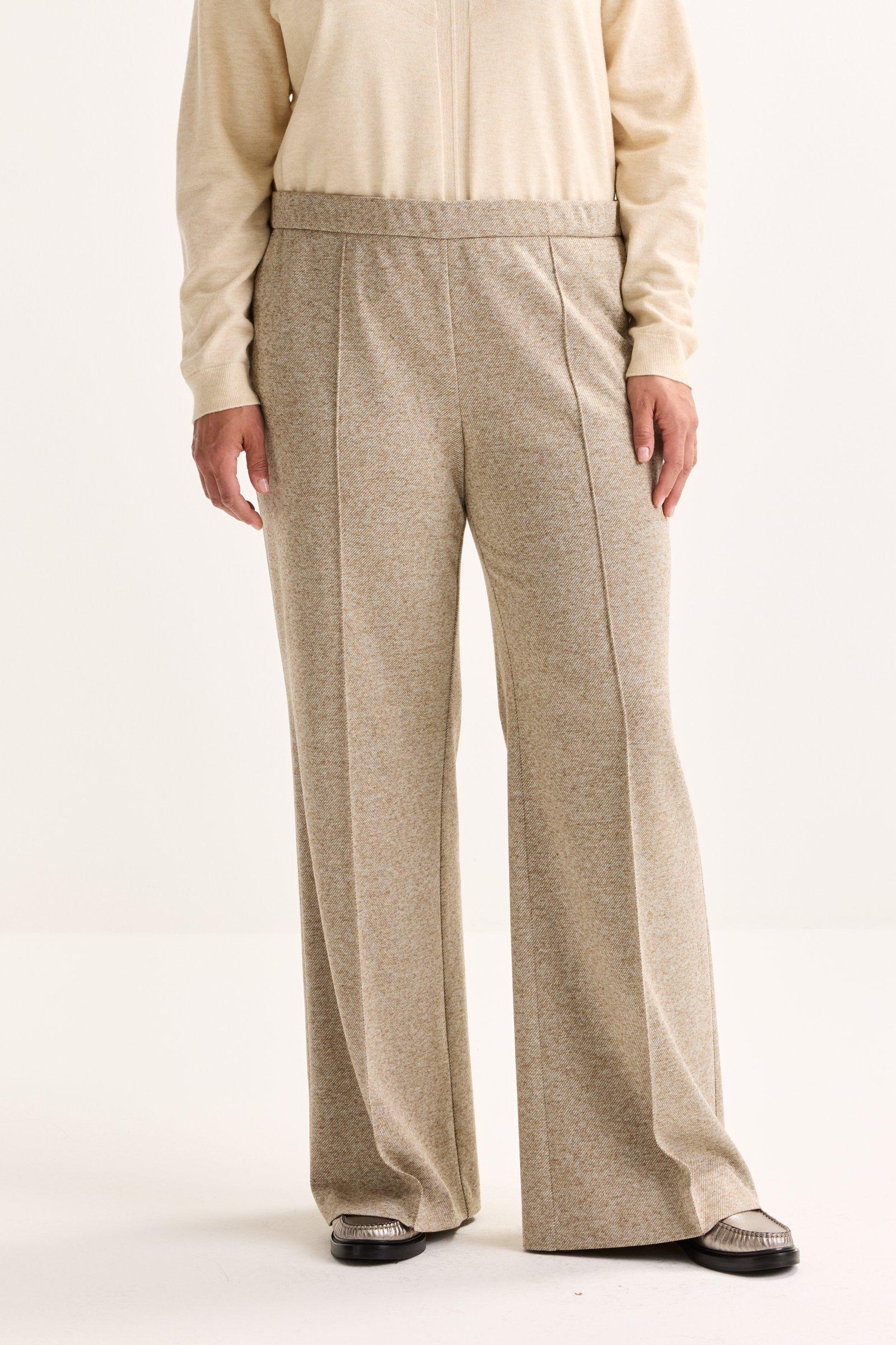 Broeken - Broek in wollige twill met taille-elastiek