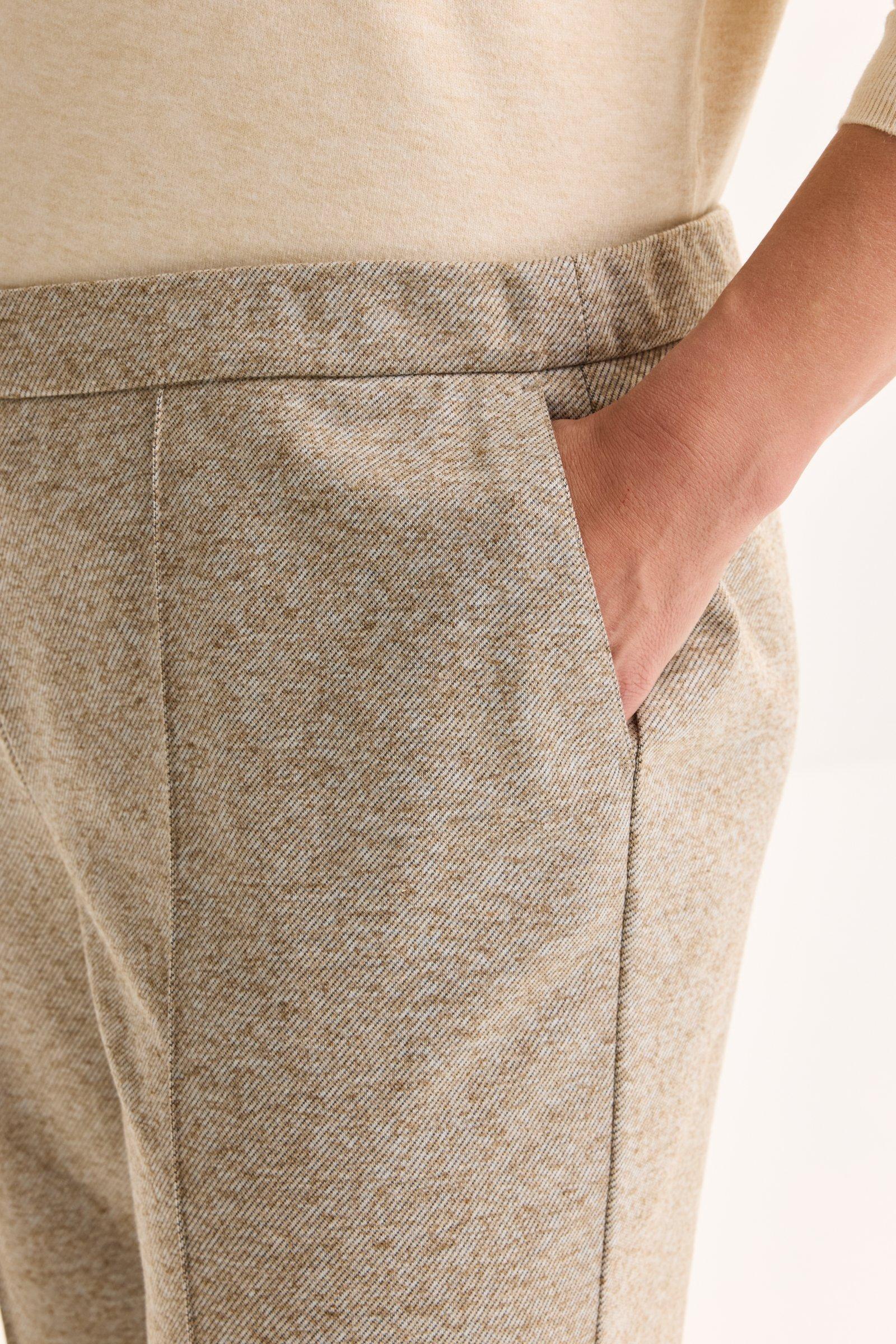 Broeken - Broek in wollige twill met taille-elastiek