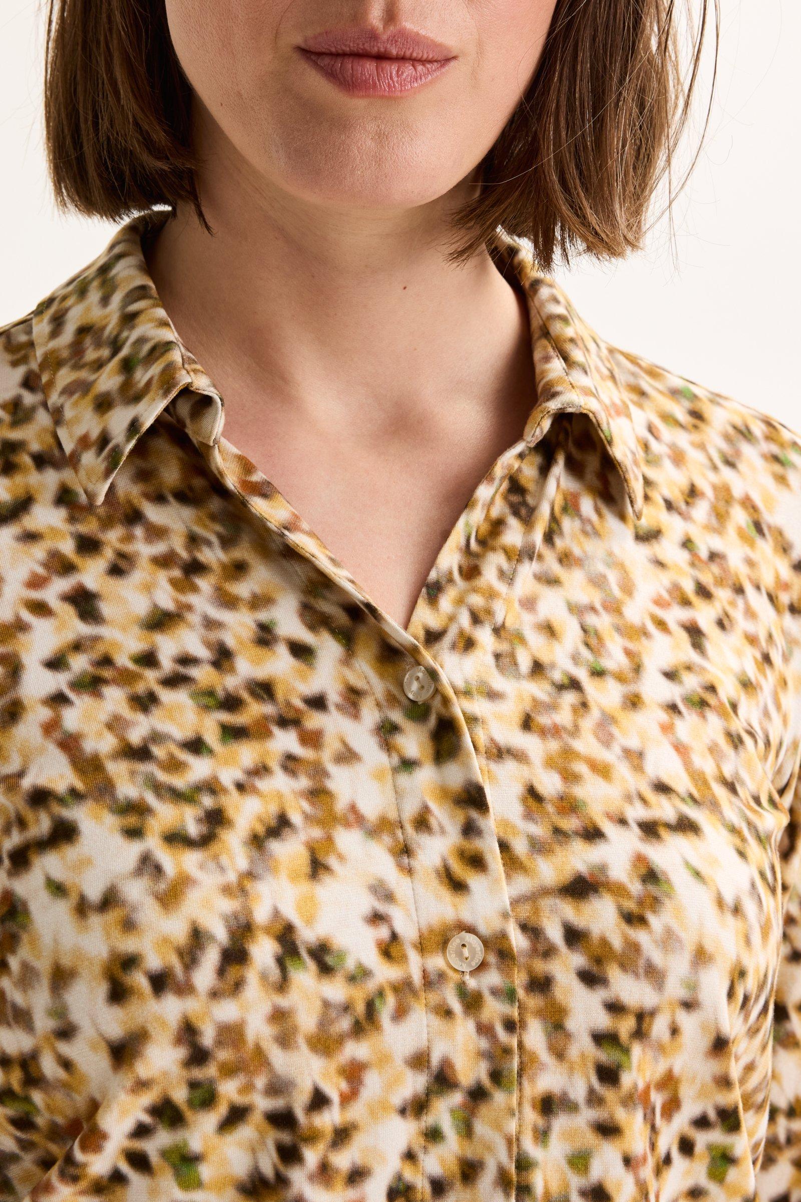 Hemden - Easy care hemdblouse in jersey met abstracte print