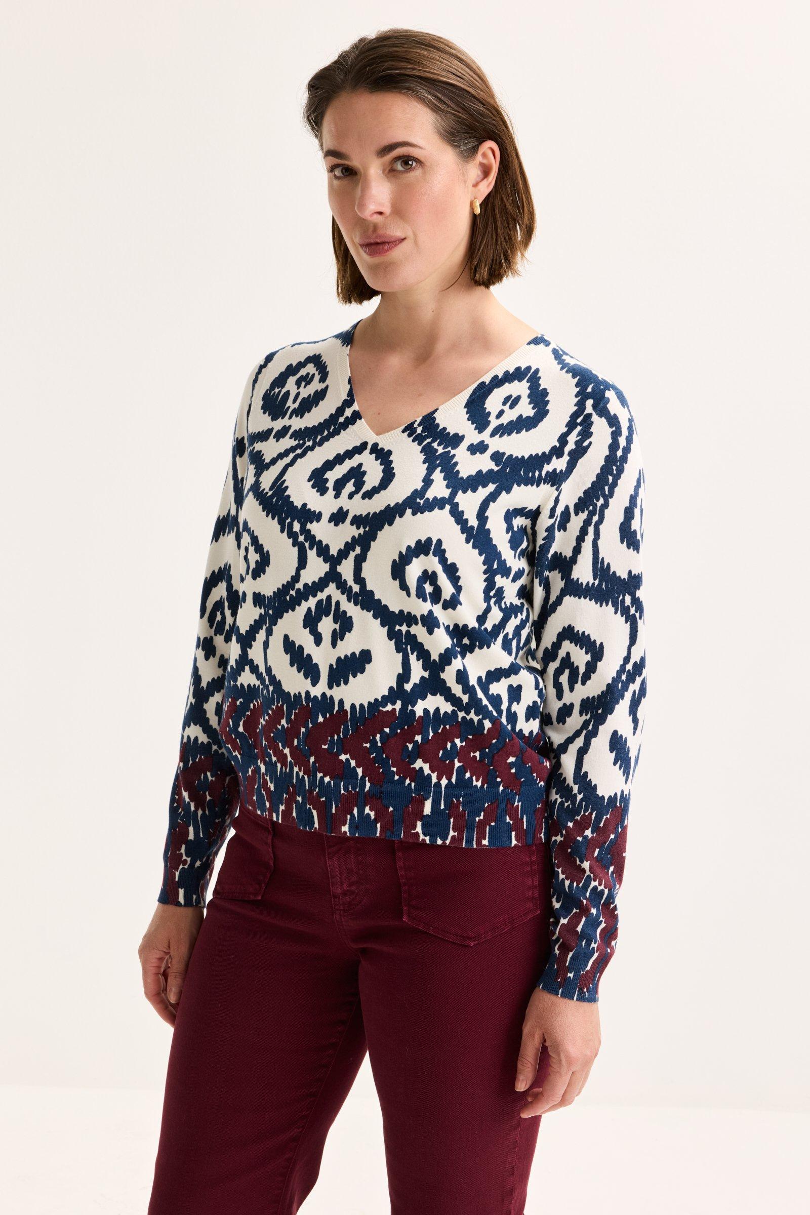 V-halstrui met abstracte print