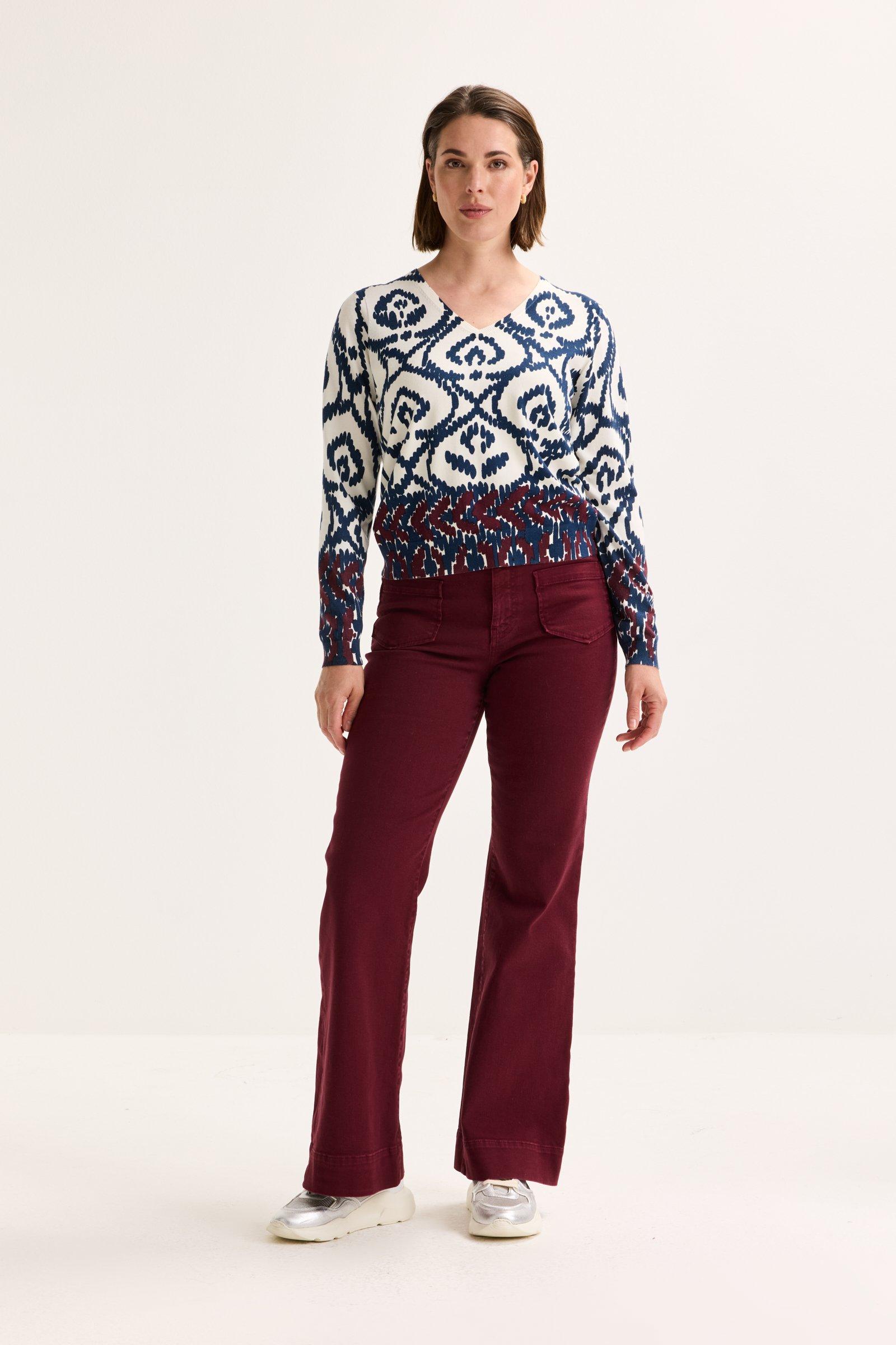 Truien - V-halstrui met abstracte print