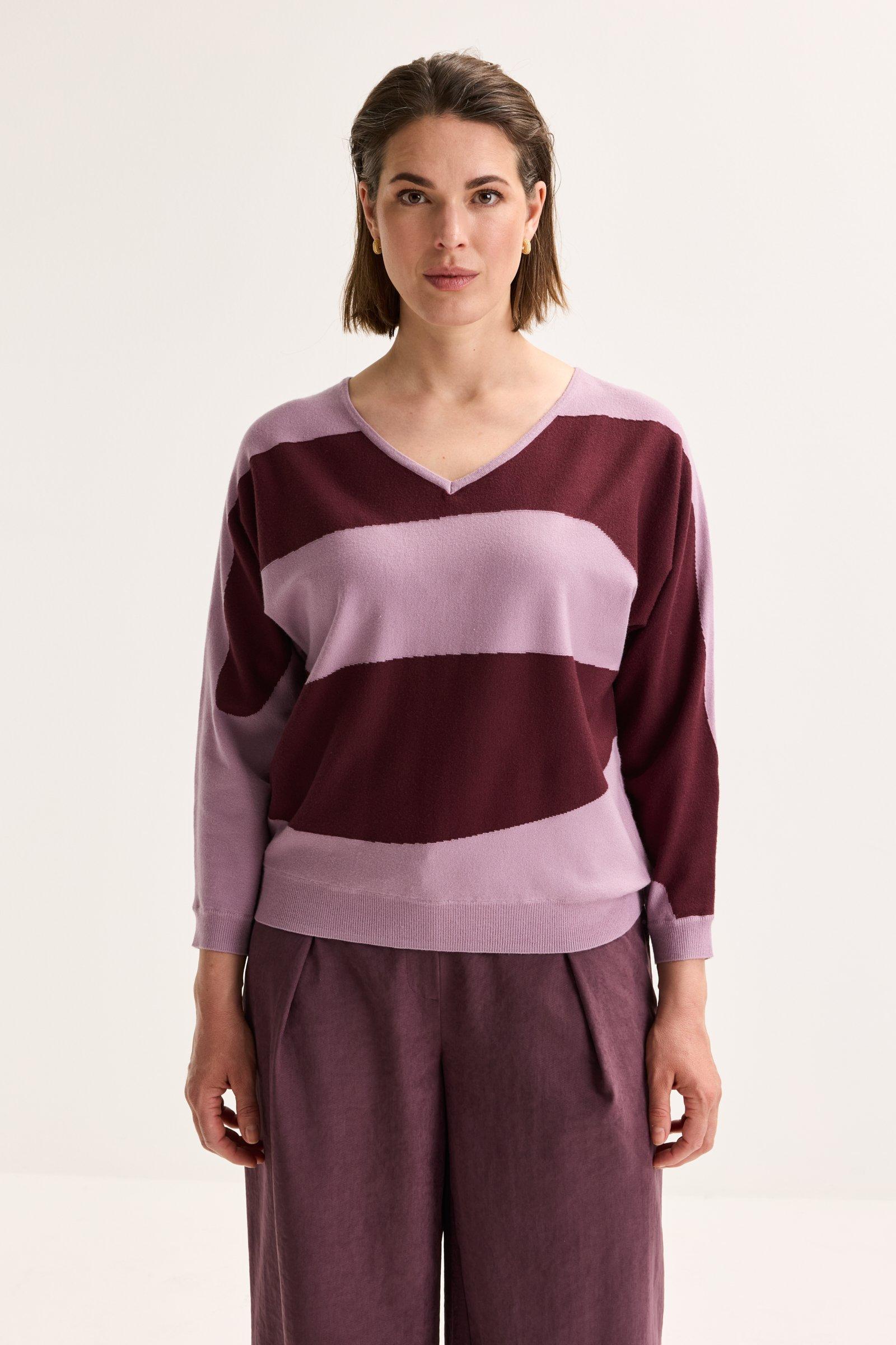 Mayerline Fijne Colourblocking Trui Met V-hals