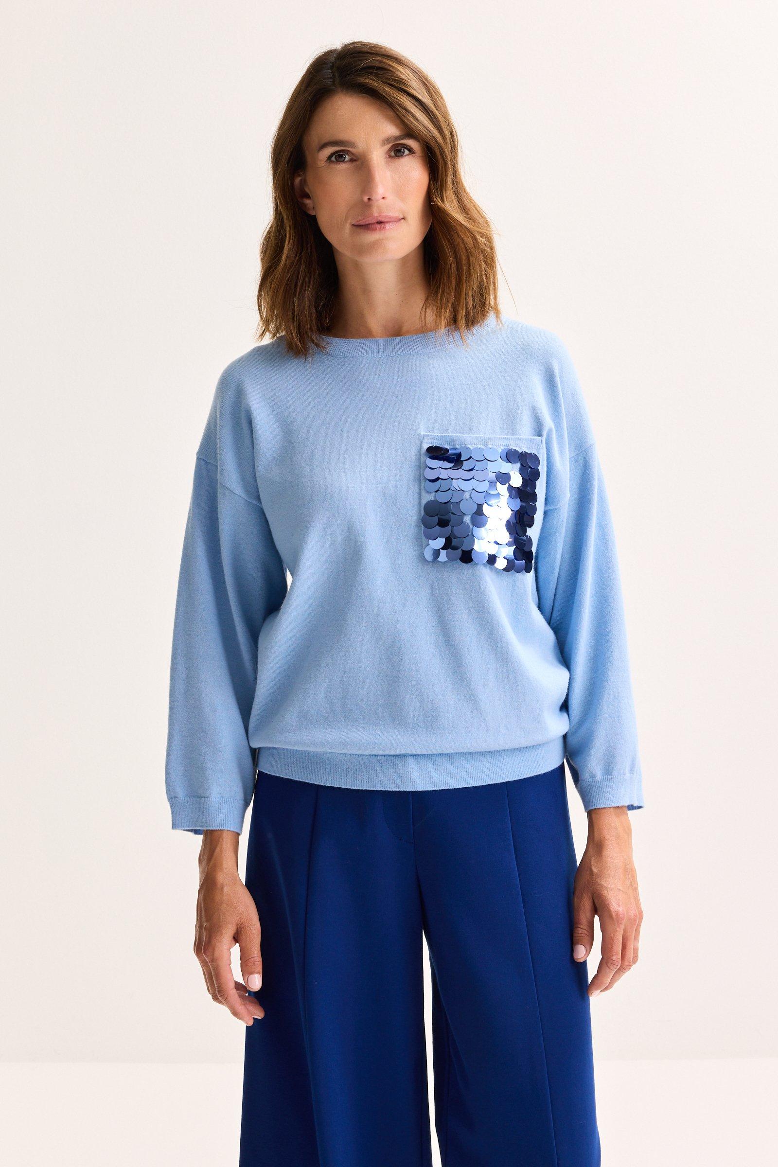 Pull fin avec poche ornée de sequins - null - ame