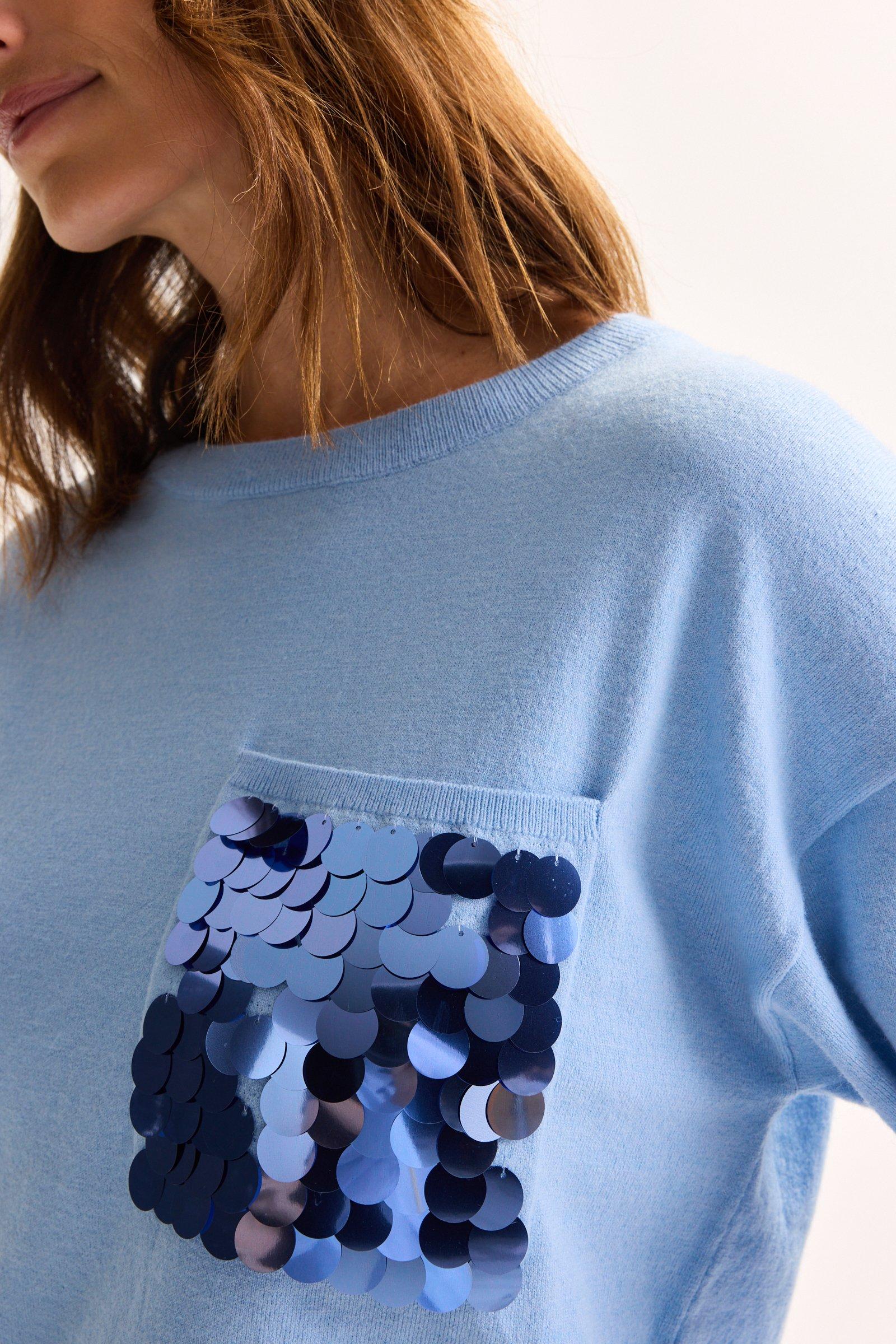 Pulls - Pull fin avec poche ornée de sequins