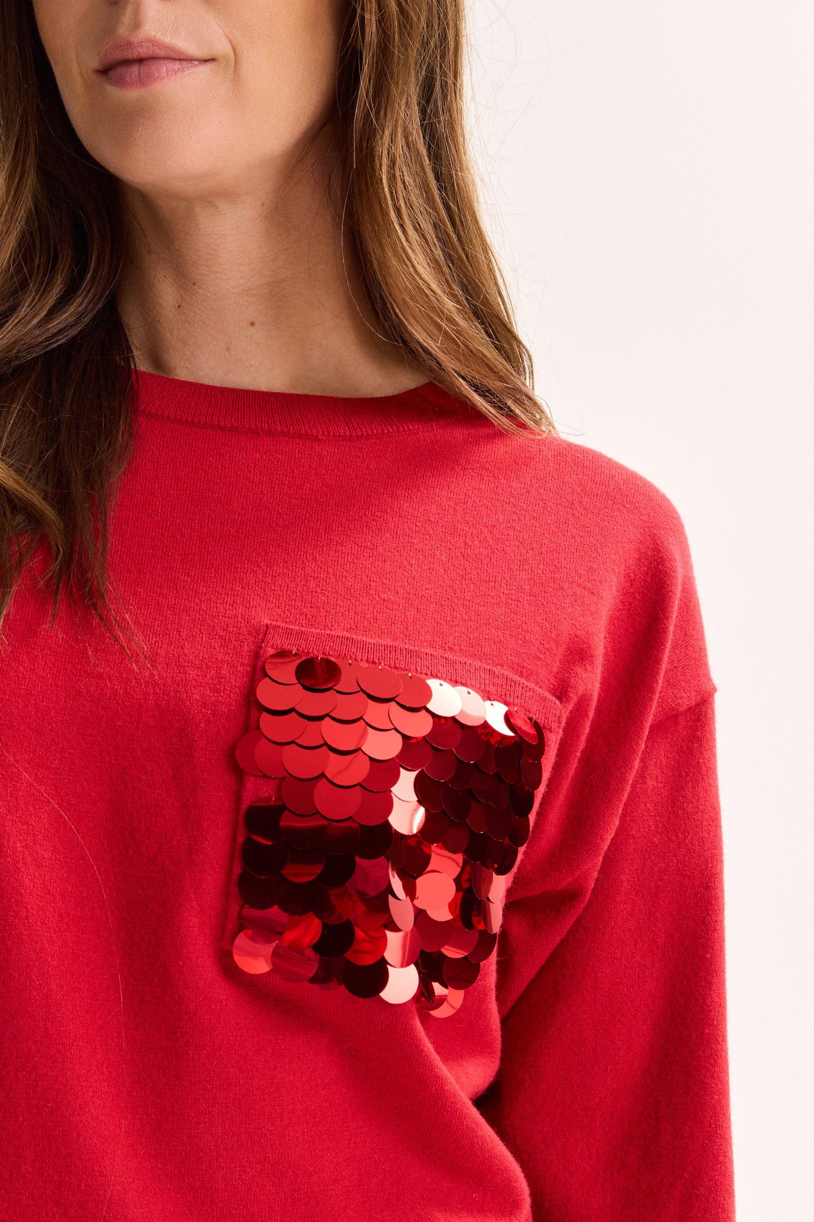 Pulls - Pull fin avec poche ornée de sequins