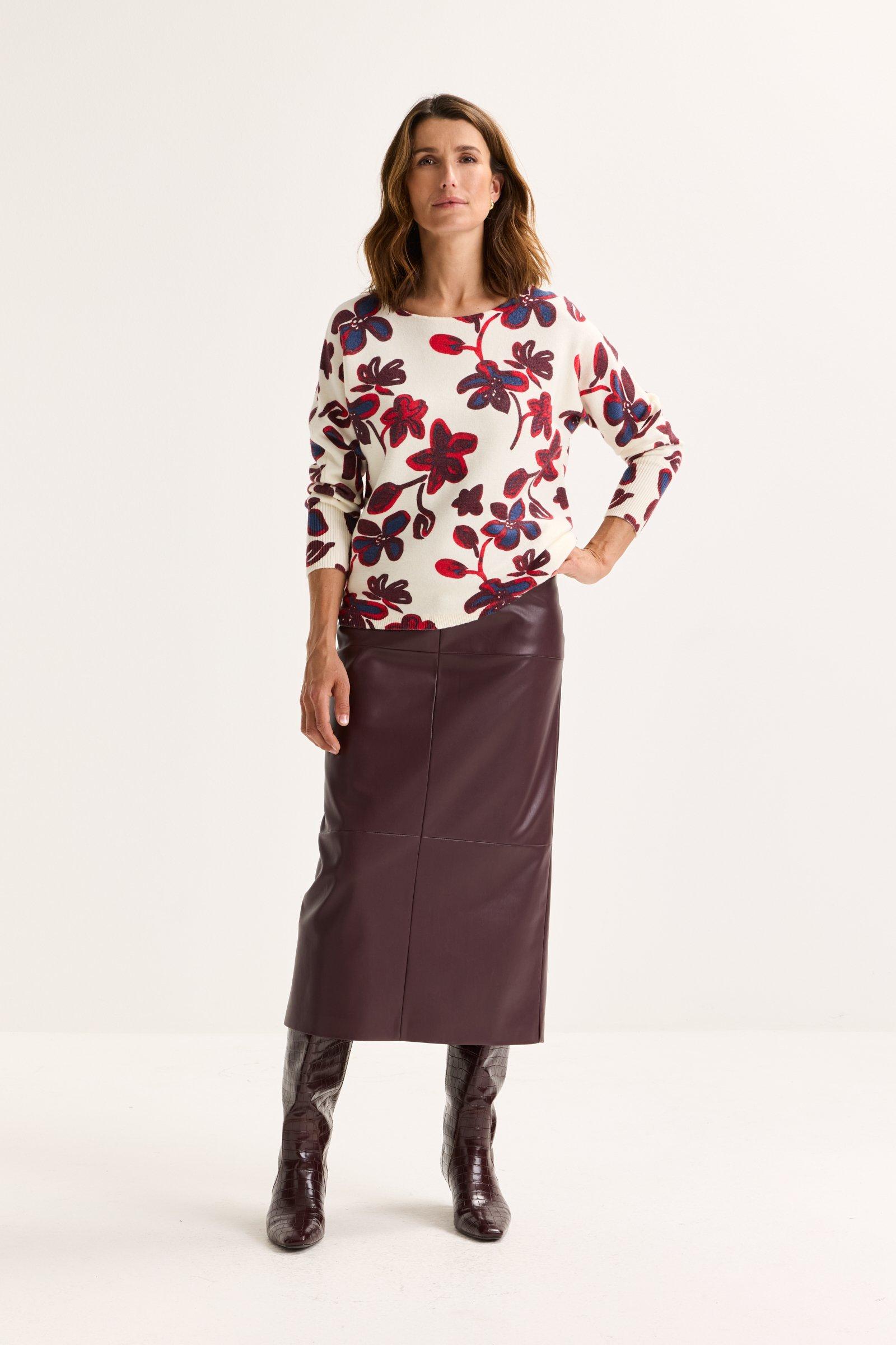 Truien - Vleermuistrui met bloemenprint