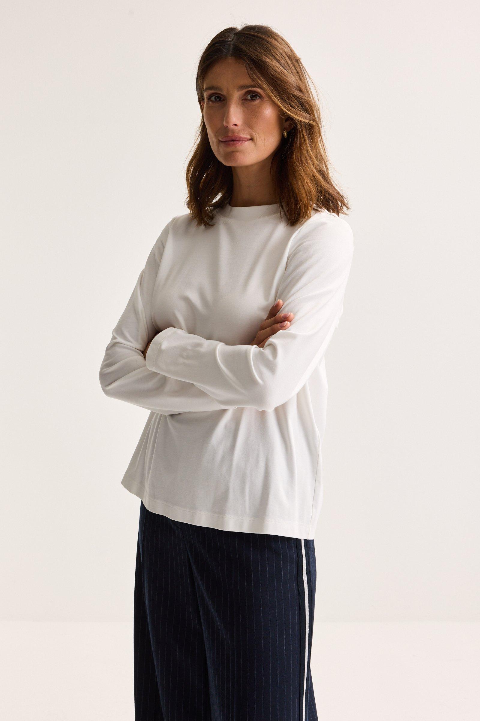 Sous-pull met ronde hals in glanzend jersey - null - ame